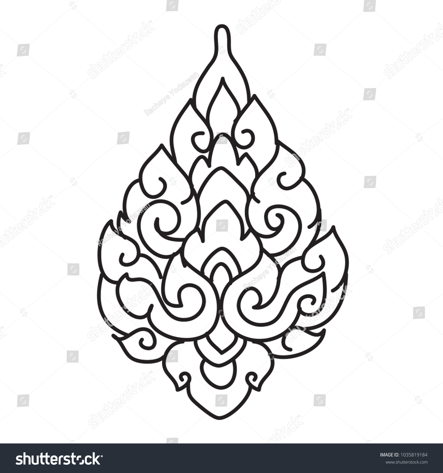 Thai Motif By Hand Drawn Sketch Stock Vector (Royalty Free) 1035819184 ...