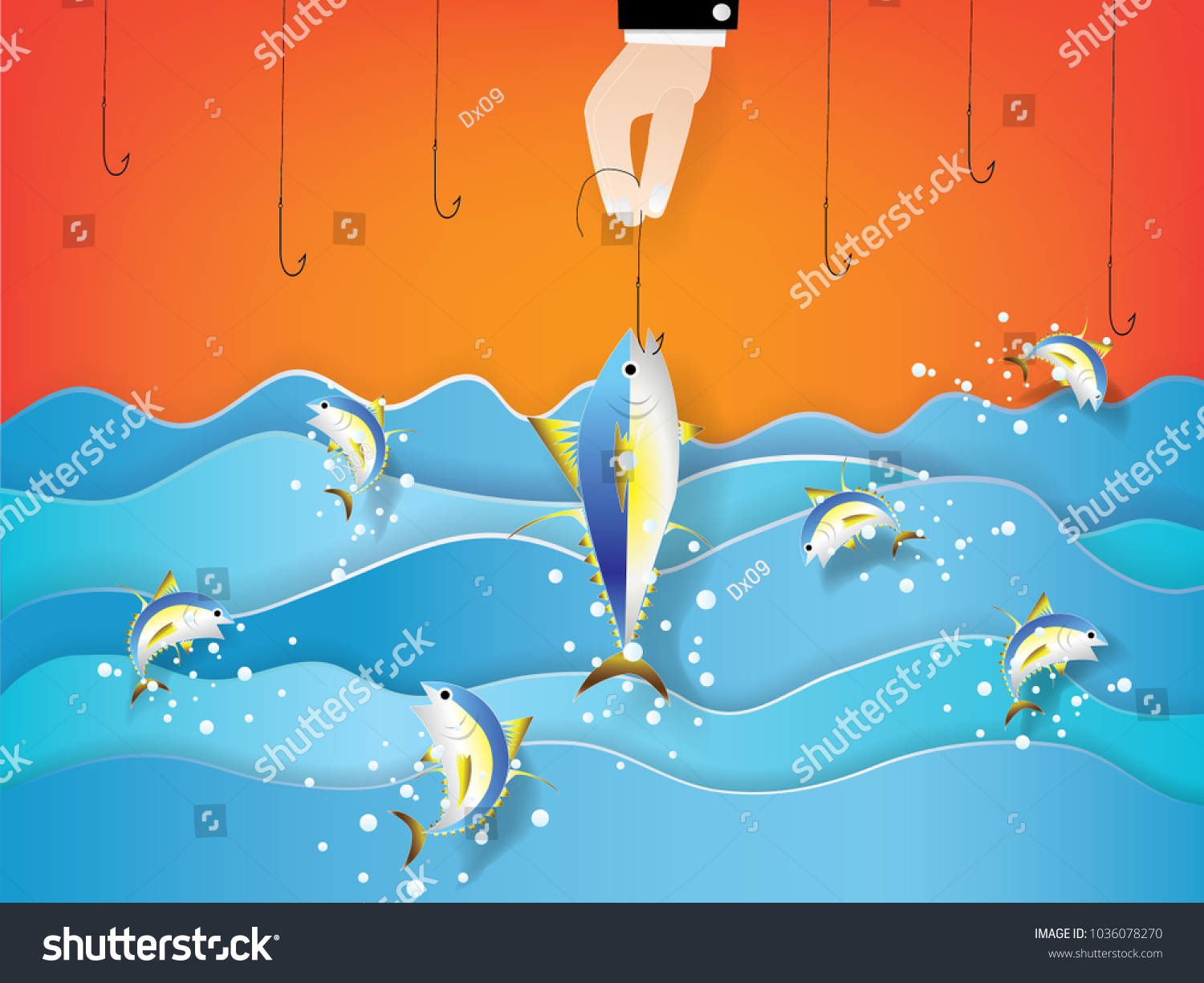 Illustration Tuna Jump On Sea Bussinessman Stock Vector (Royalty Free ...