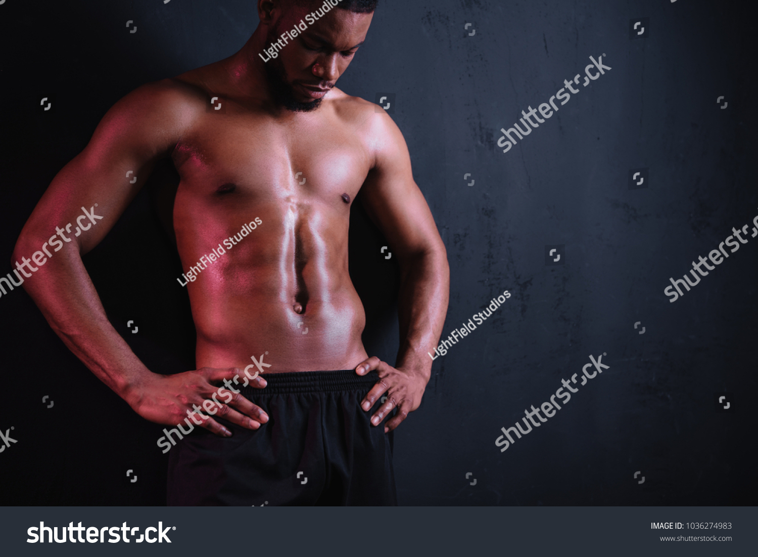 Muscular Barechested African American Man Standing Stock Photo Shutterstock