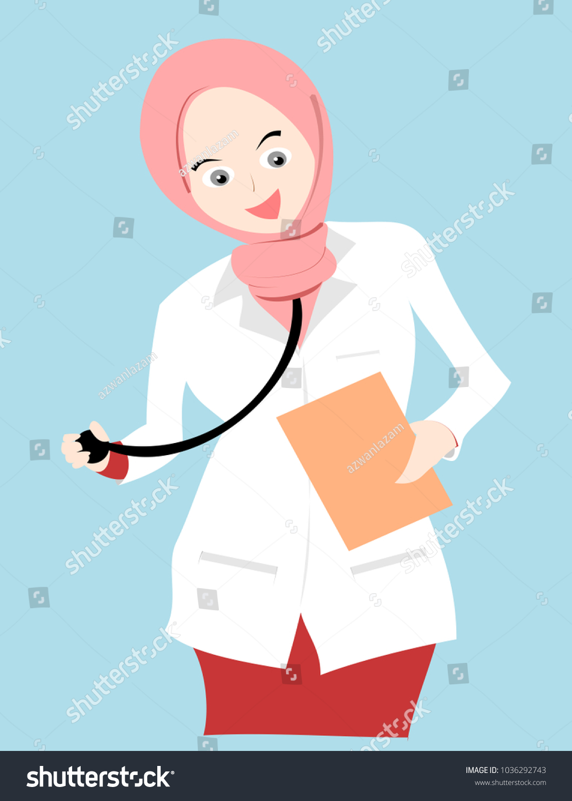 Muslimah Doctor Stethoscope Vector Image Stock Vector (Royalty Free ...