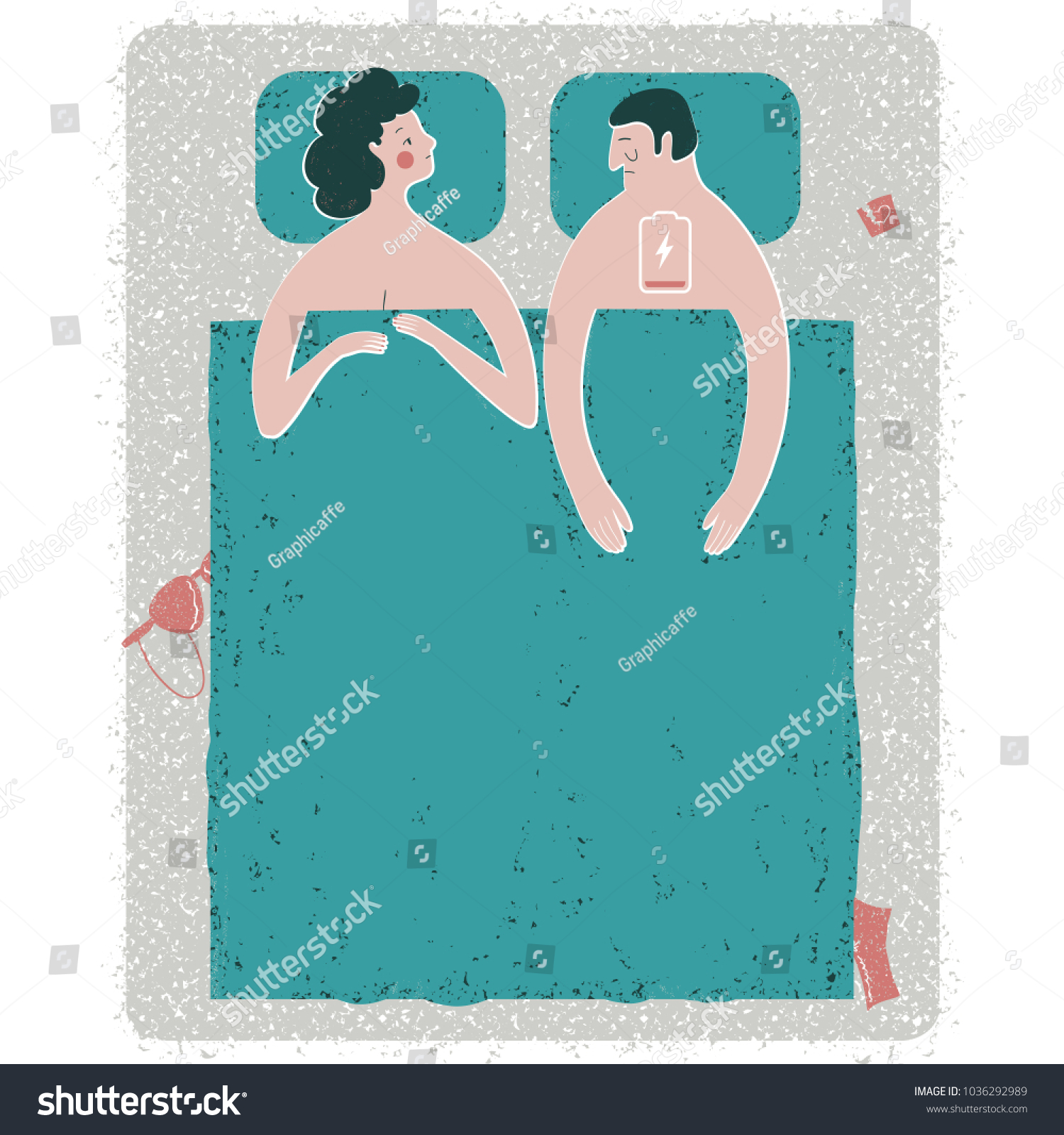 Vector Illustration Intimate Problem Situation Bed Stock Vector