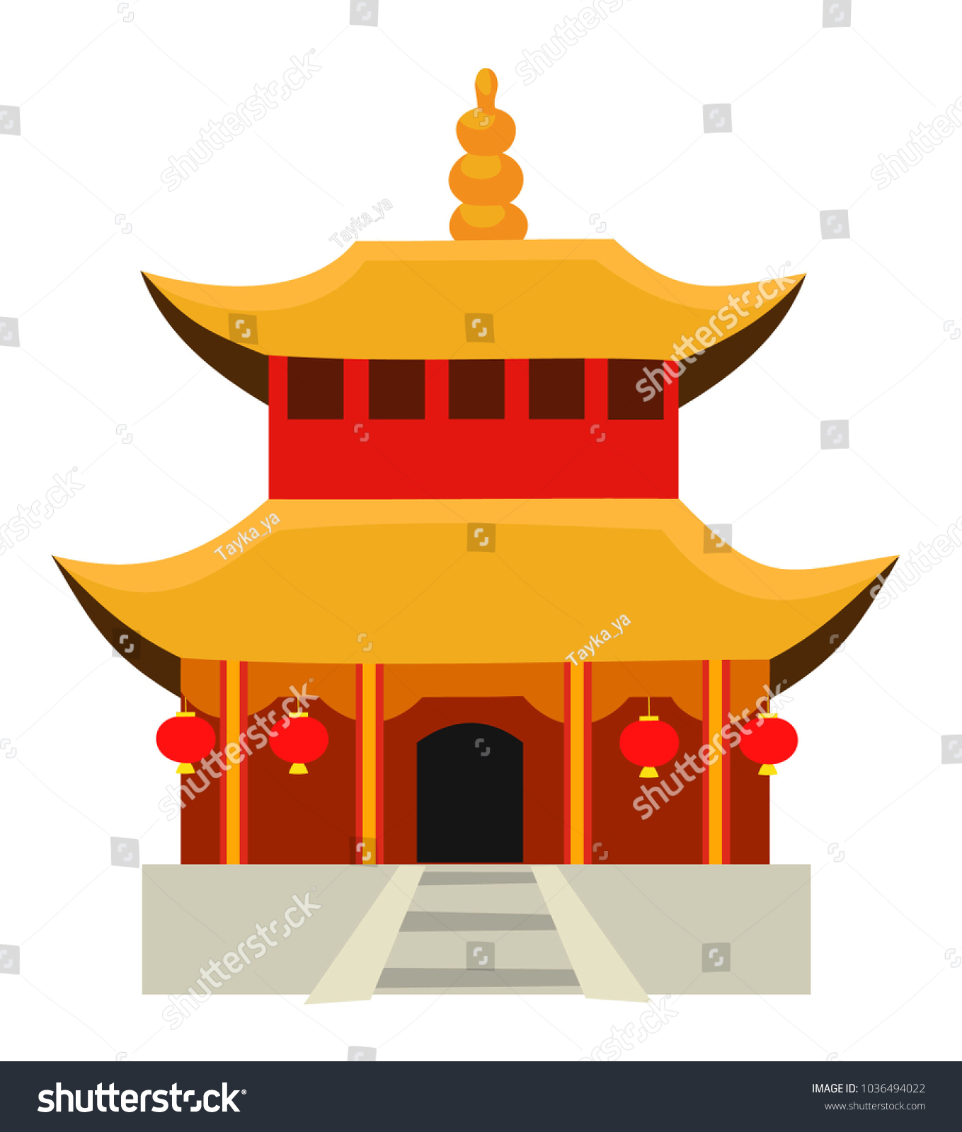 Bamboo Temple Isolated On White Background Stock Vector (Royalty Free ...