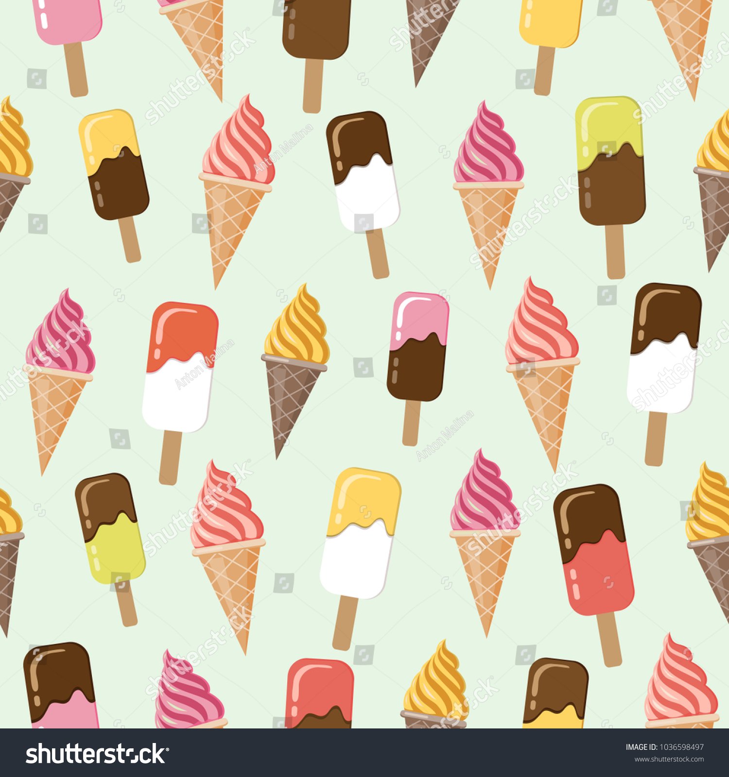 Ice Cream Repeat Seamless Pattern Sweets Stock Vector (Royalty Free ...