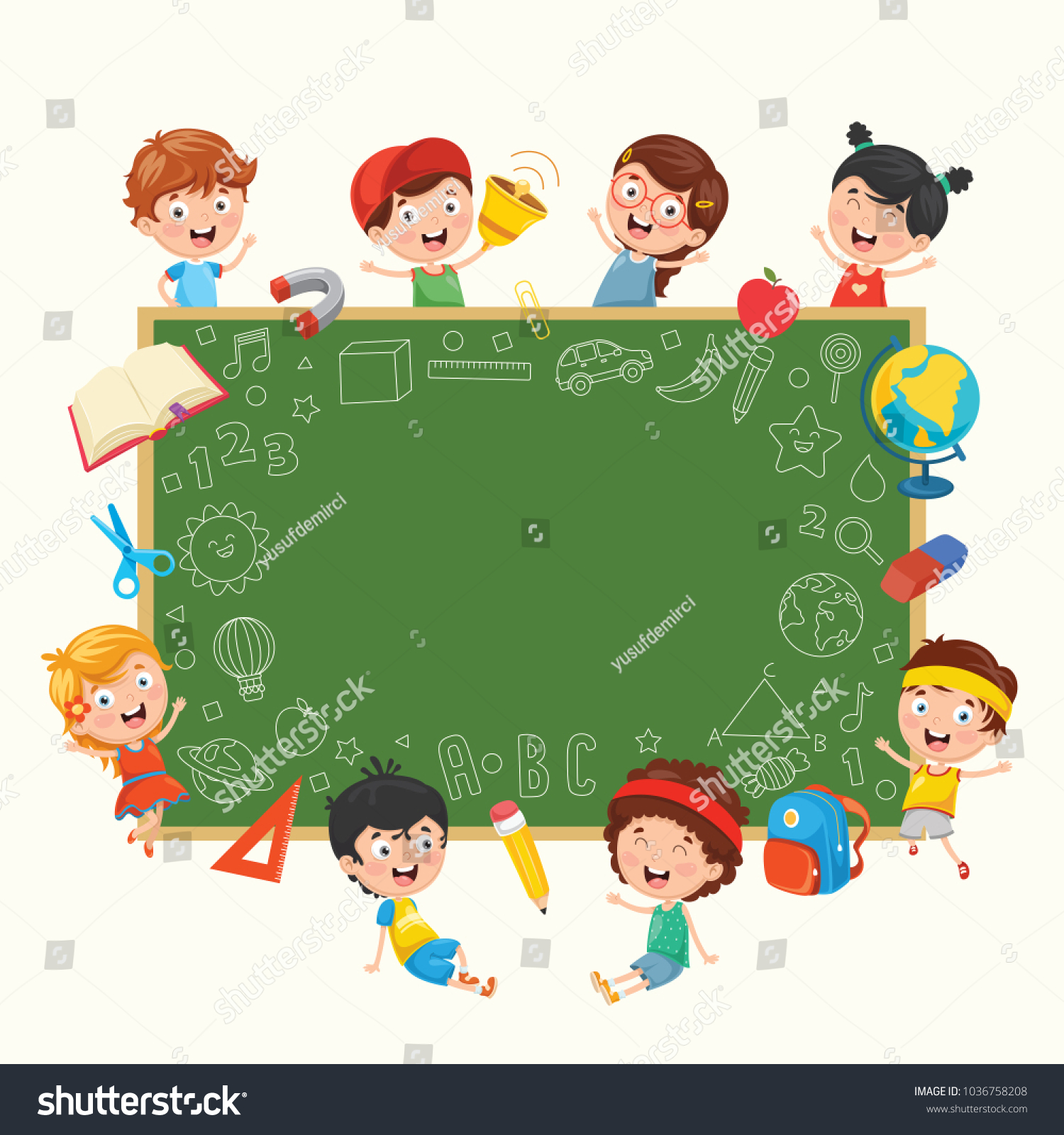 Funny Kids Holding Blank Placard Stock Vector (Royalty Free) 1036758208 ...