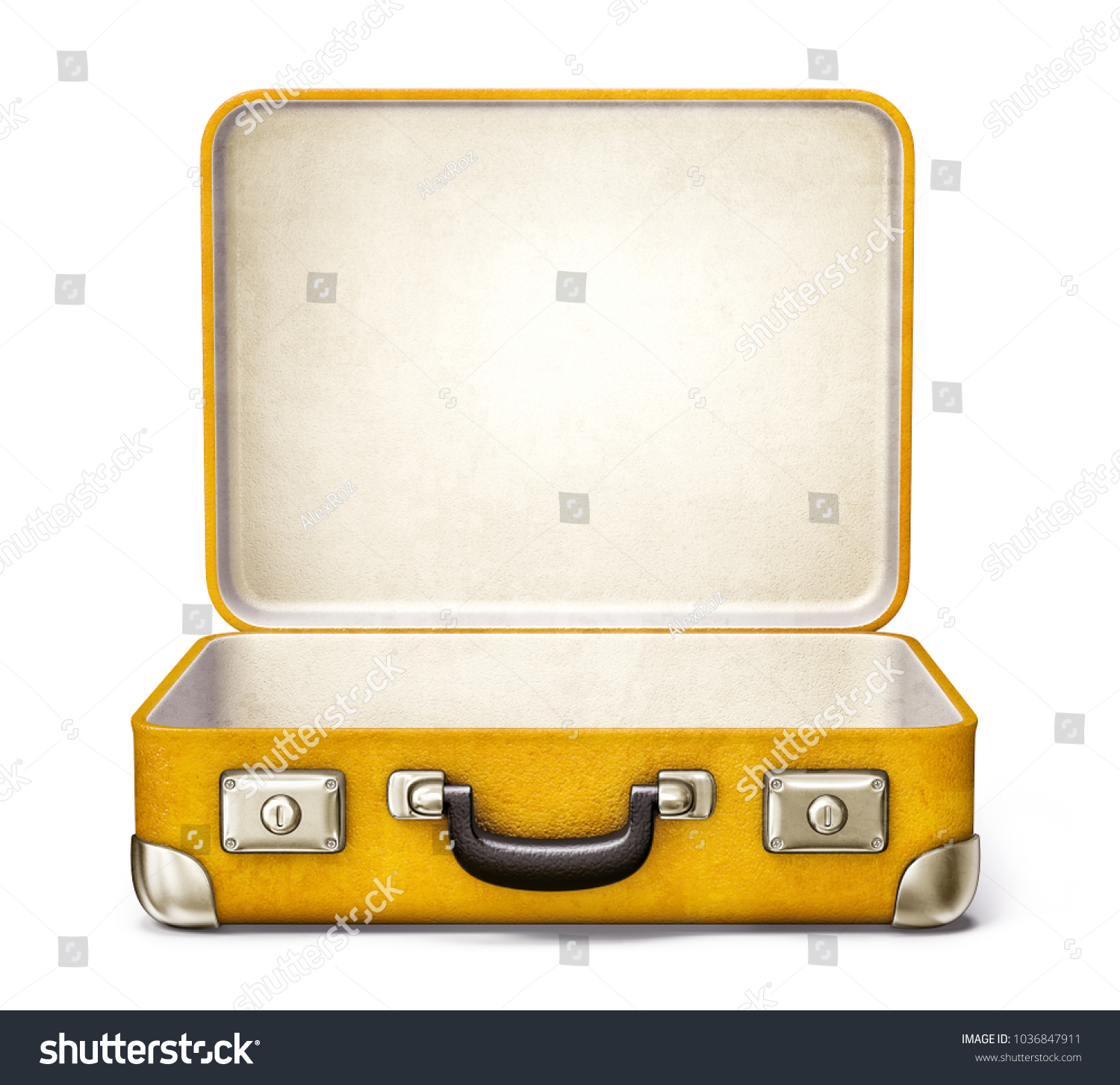 Ретро чемоданы желтые Рисованные