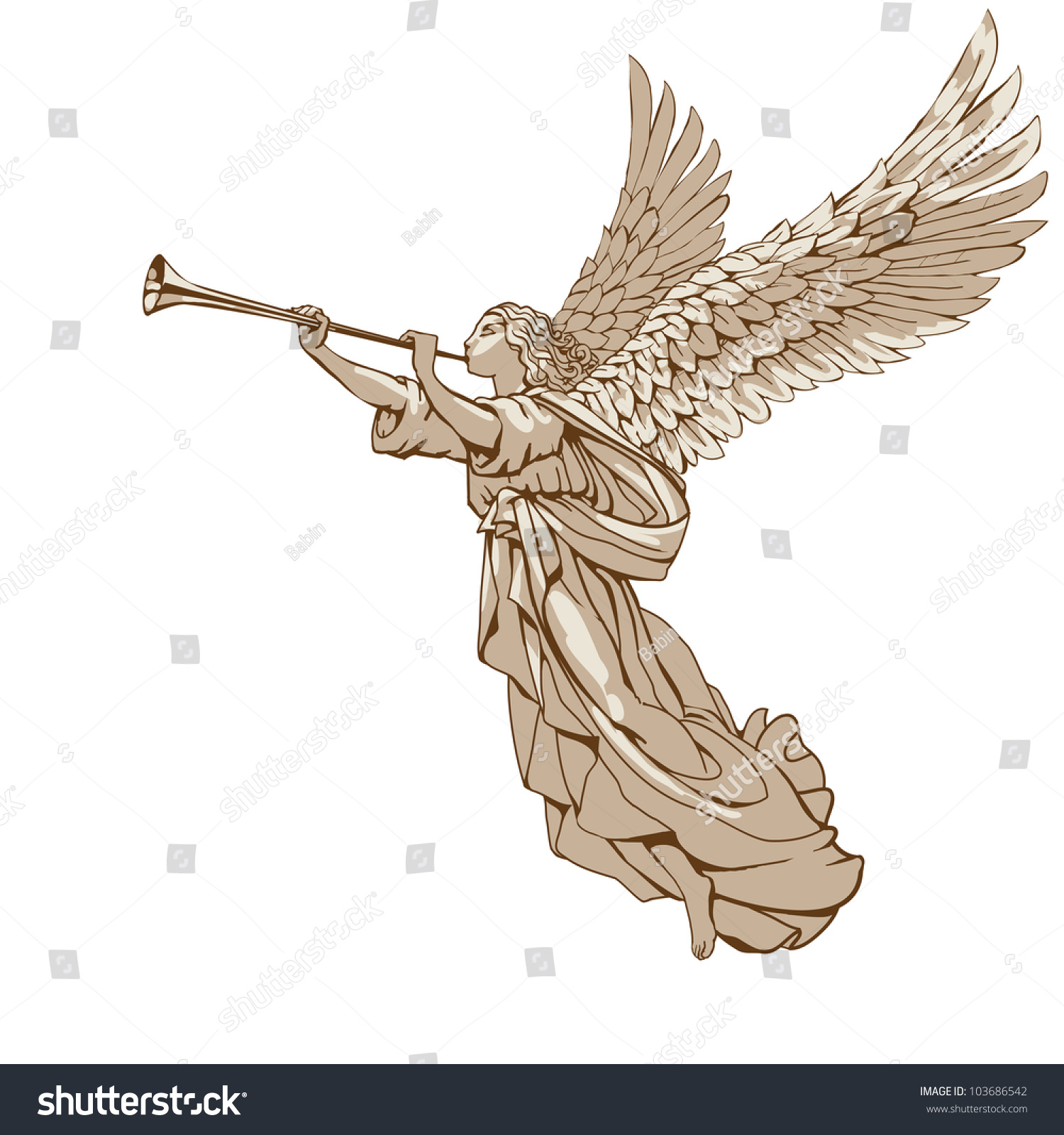 Ангел с трубой на прозрачном фоне