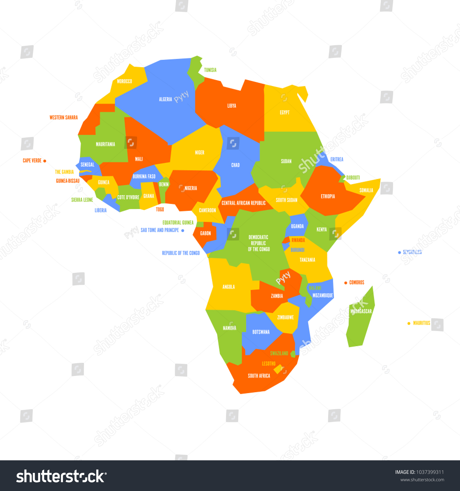 Very Simplified Infographical Political Map Africa Stock Vector Royalty Free 1037399311 5108
