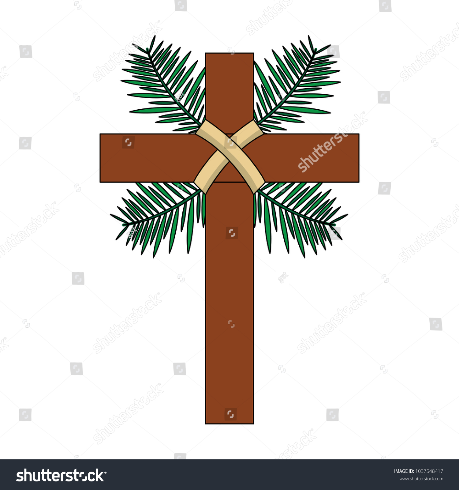 Traditional Branch Palm Christian Cross Symbol Stock Vector (Royalty ...