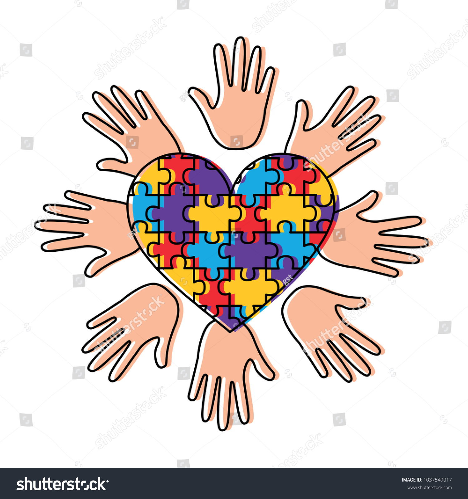 assemble phrase dealer Puzzle Heart Hands Support Autism Awareness Stock Vector (Royalty Free)  1037551645 | Shutterstock