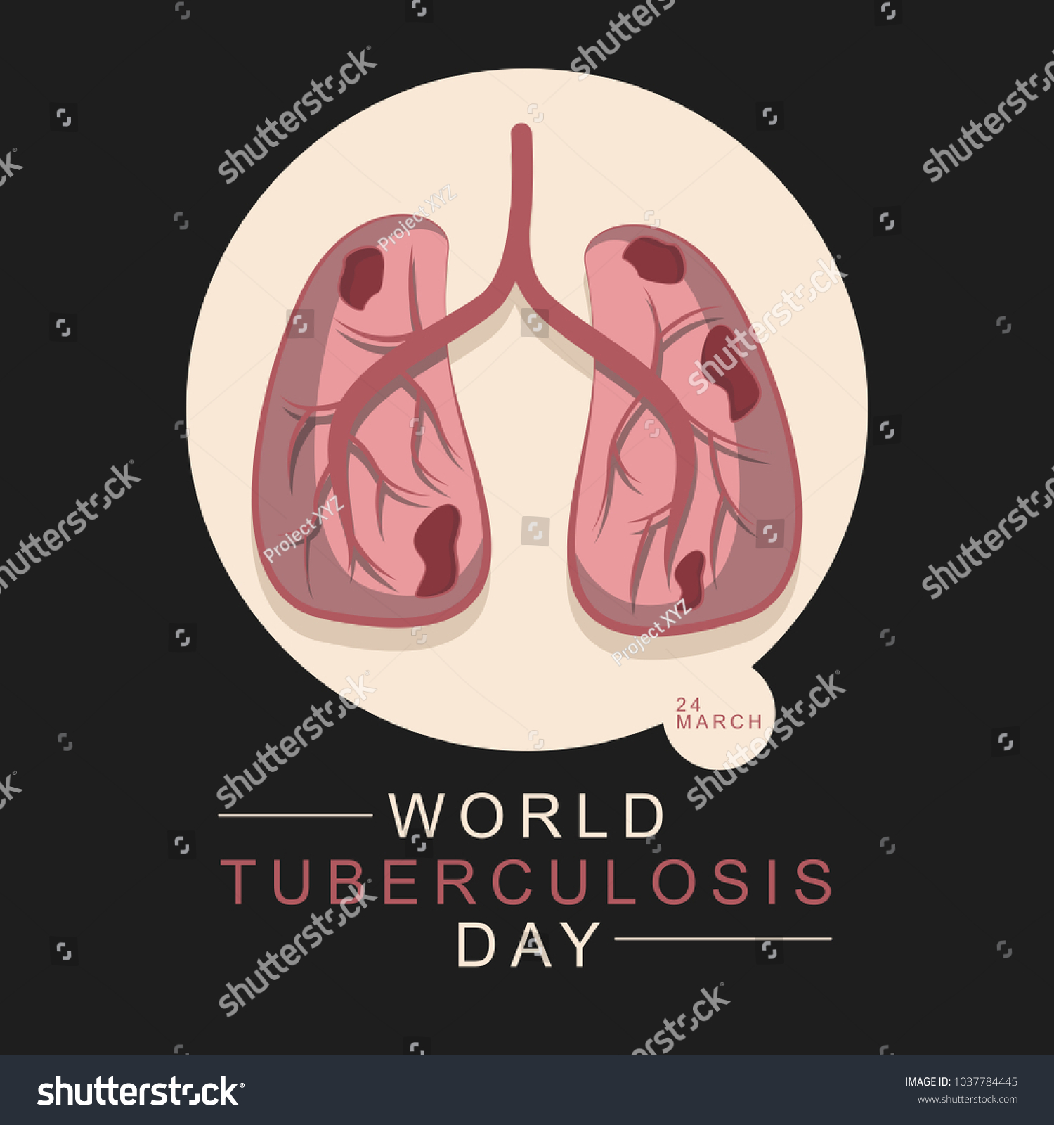 World Tuberculosis Day Poster Damage Lungs Stock Vector (Royalty Free ...