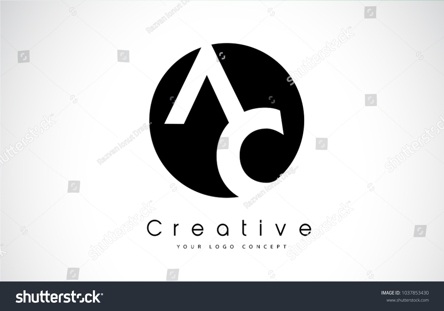 Ac Letter Logo Design Inside Black Stock Vector (Royalty Free ...