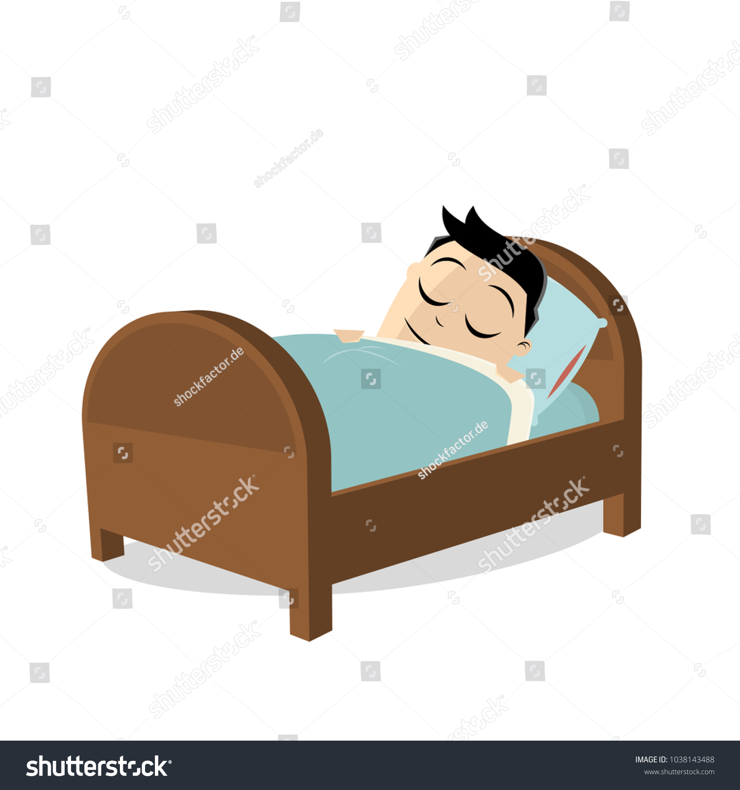 Человечек спит в кровати