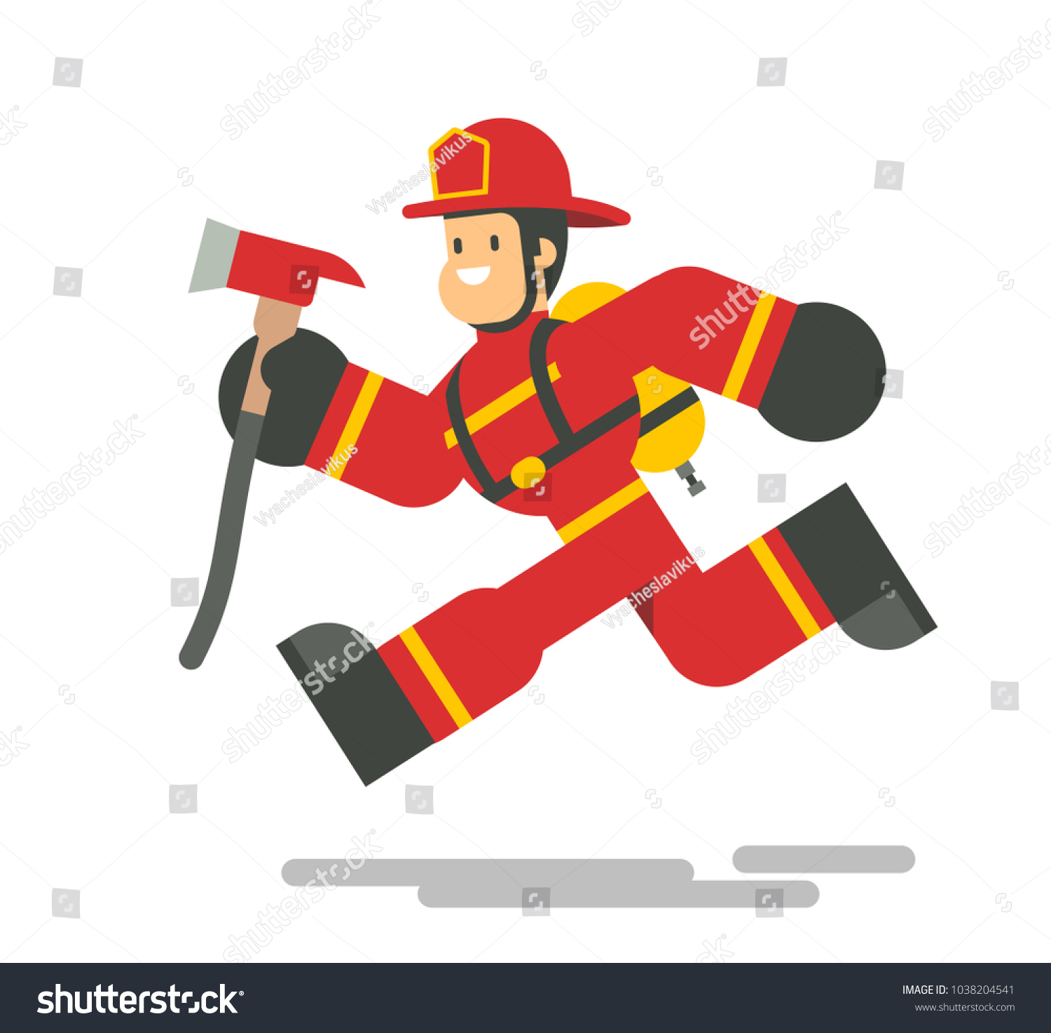 Firefighter Traditional Uniform Flat Cartoon Character Stock Vector ...