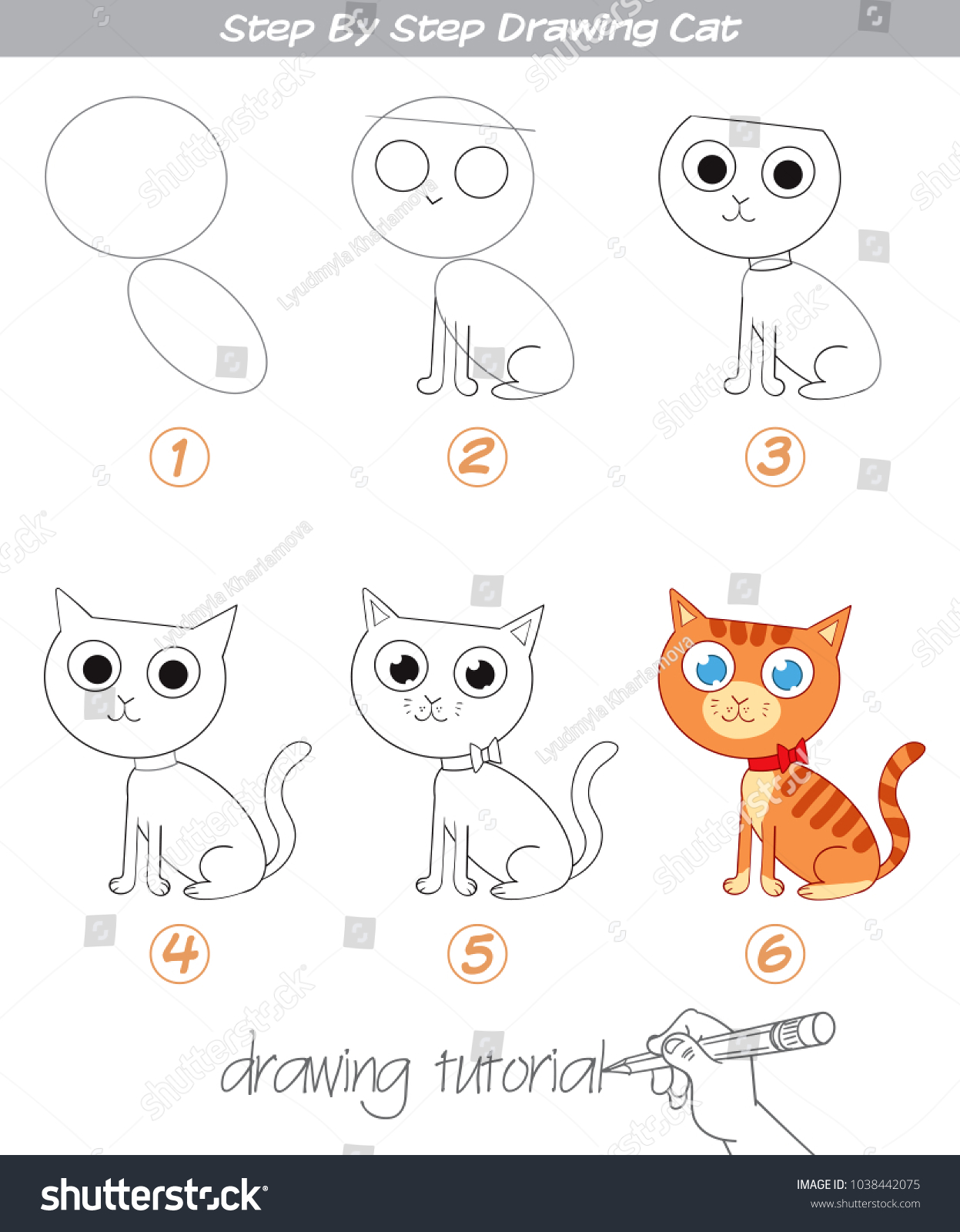 Drawing Tutorial Step By Step Drawing Stock Vector (Royalty Free ...