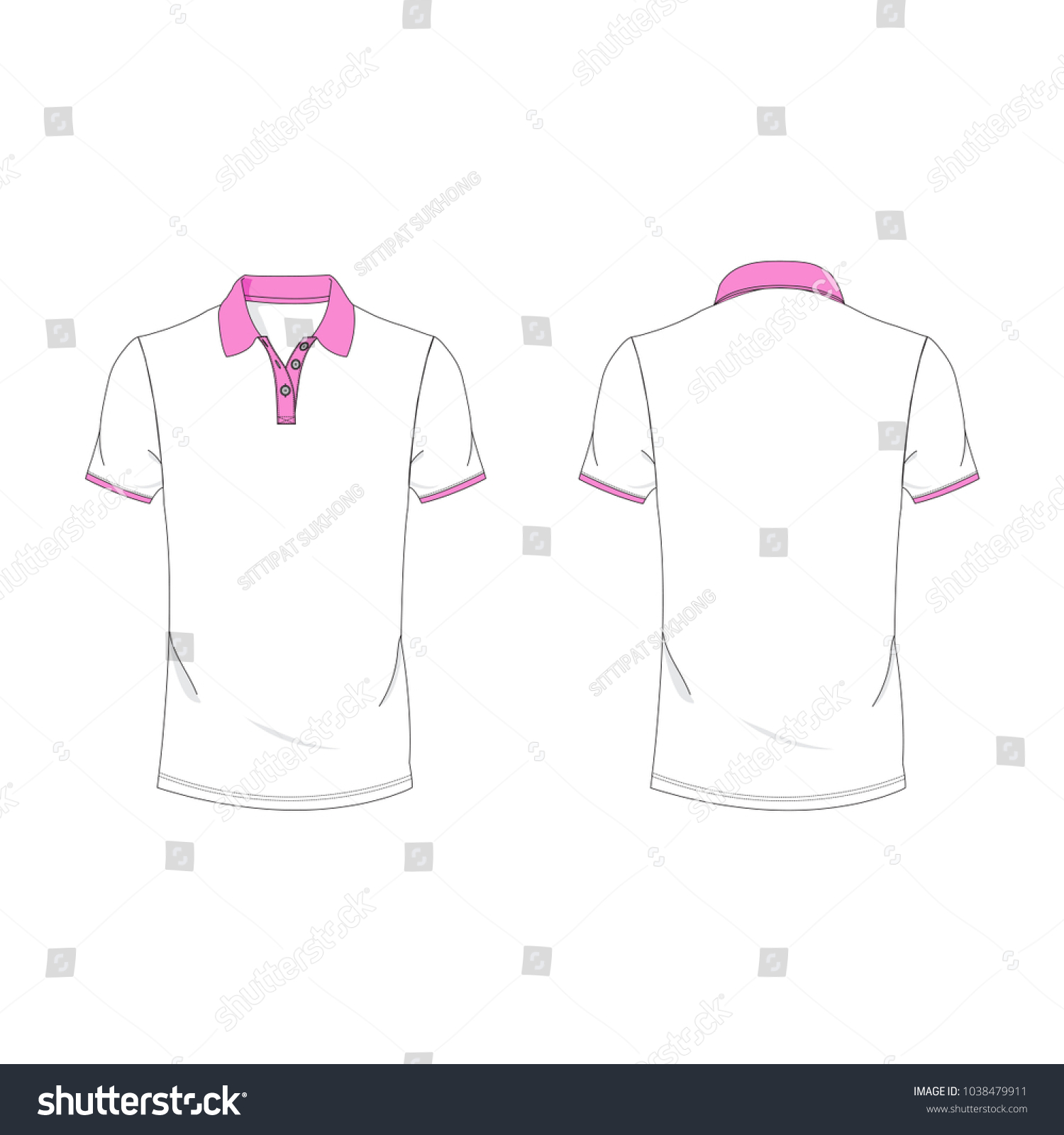 Pink White Polo Tshirt Template Using Stock Vector (Royalty Free ...