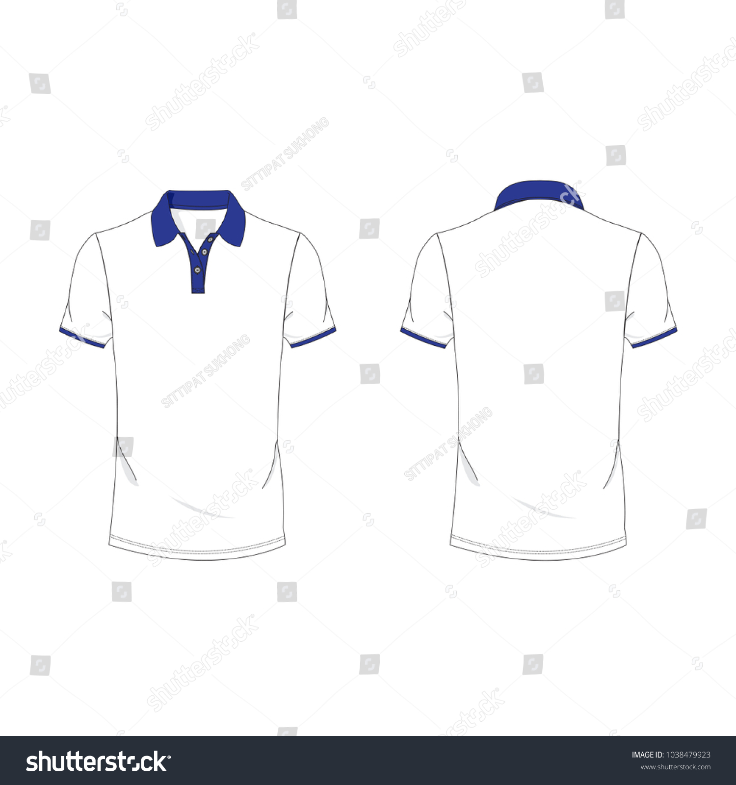 Blue White Polo Tshirt Template Using Stock Vector (Royalty Free ...