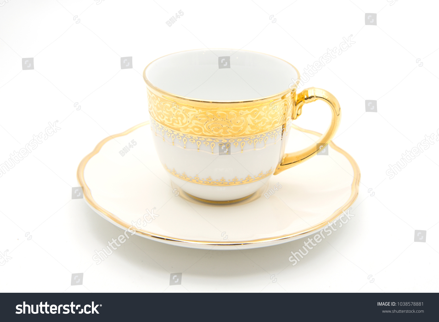 Antique Gold Tea Cup Saucer On Stock Photo 1038578881 Shutterstock