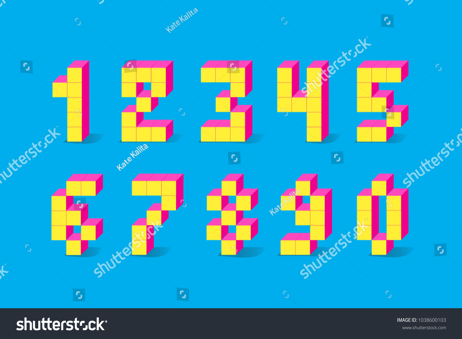 Pixel Retro Video Game Numbers 80s Stock Vector (Royalty Free ...