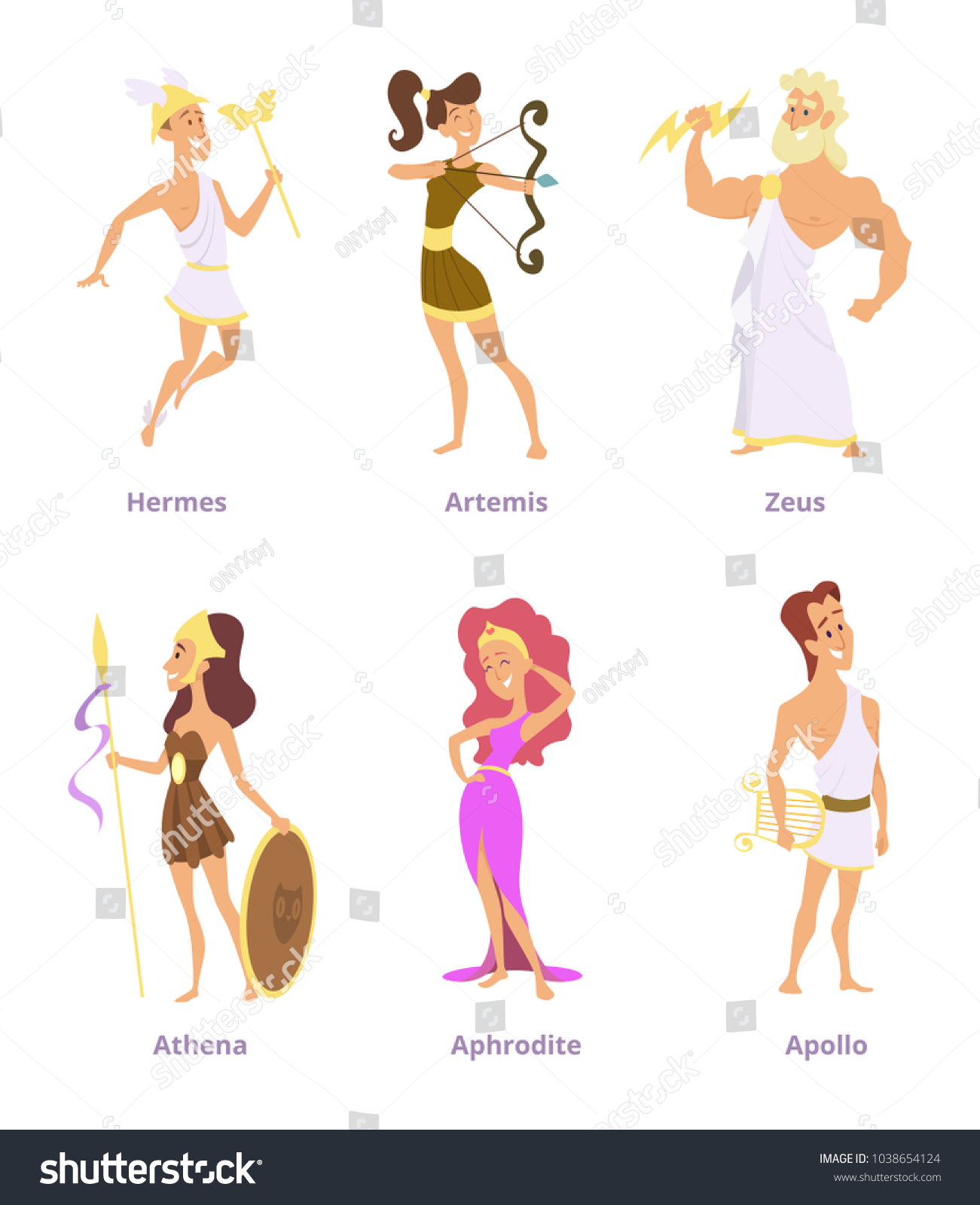 Greek Ancient Gods Set Cartoon Characters Stock Vector (Royalty Free ...