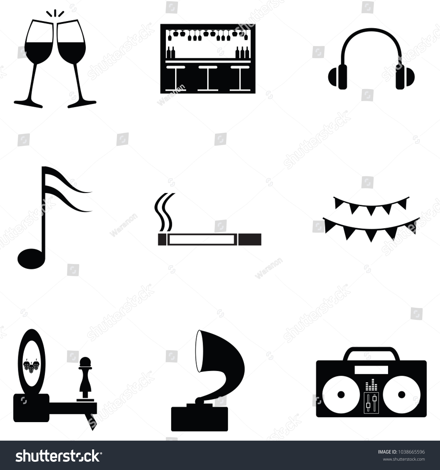 Nightclub Icon Set Stock Vector Royalty Free 1038665596 Shutterstock