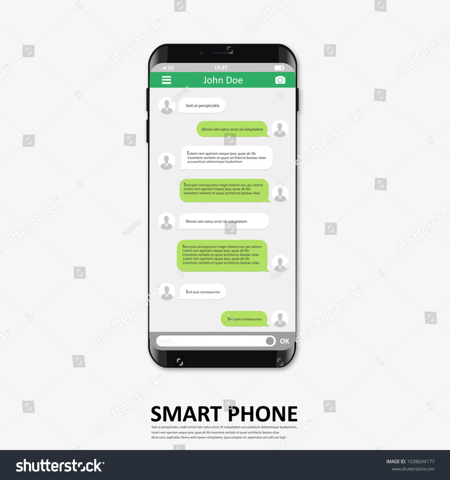 Smartphone Sms Chat Bubble Vector: stockvector (rechtenvrij) 1038694177 Shu...