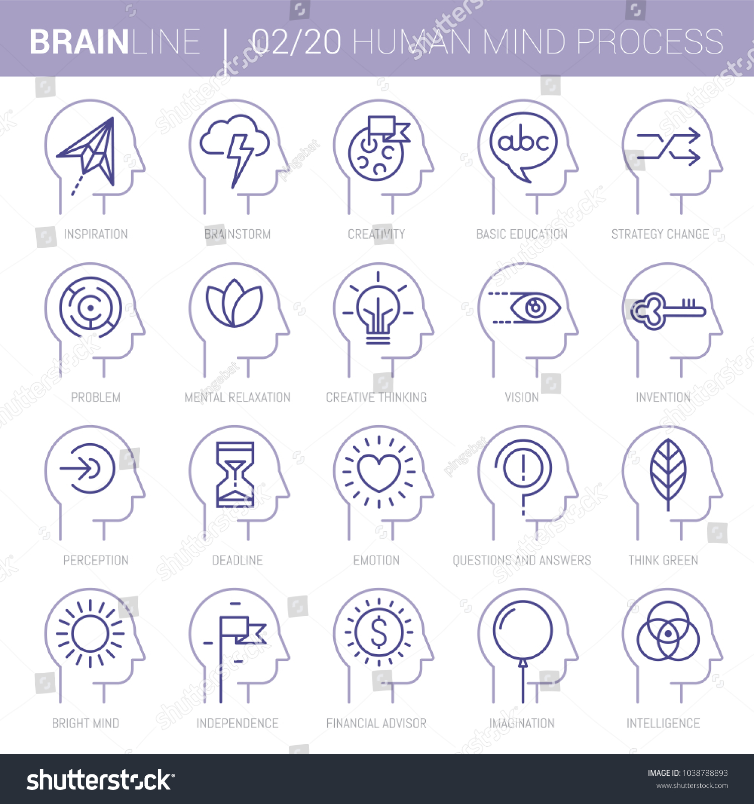 Collection Twenty Vector Icons Showing Mind Stock Vector (Royalty Free ...