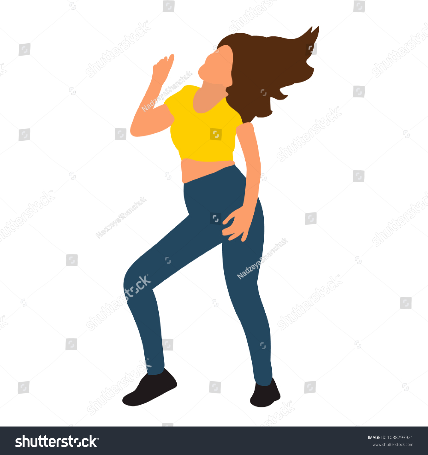 White Background Girl Dancing Stock Vector (Royalty Free) 1038793921 ...