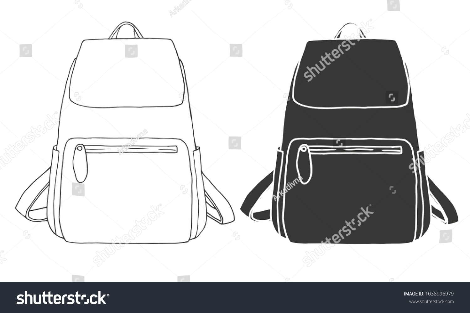 Sketch Rucksack Backpack Isolated On White Stock Vector (Royalty Free ...