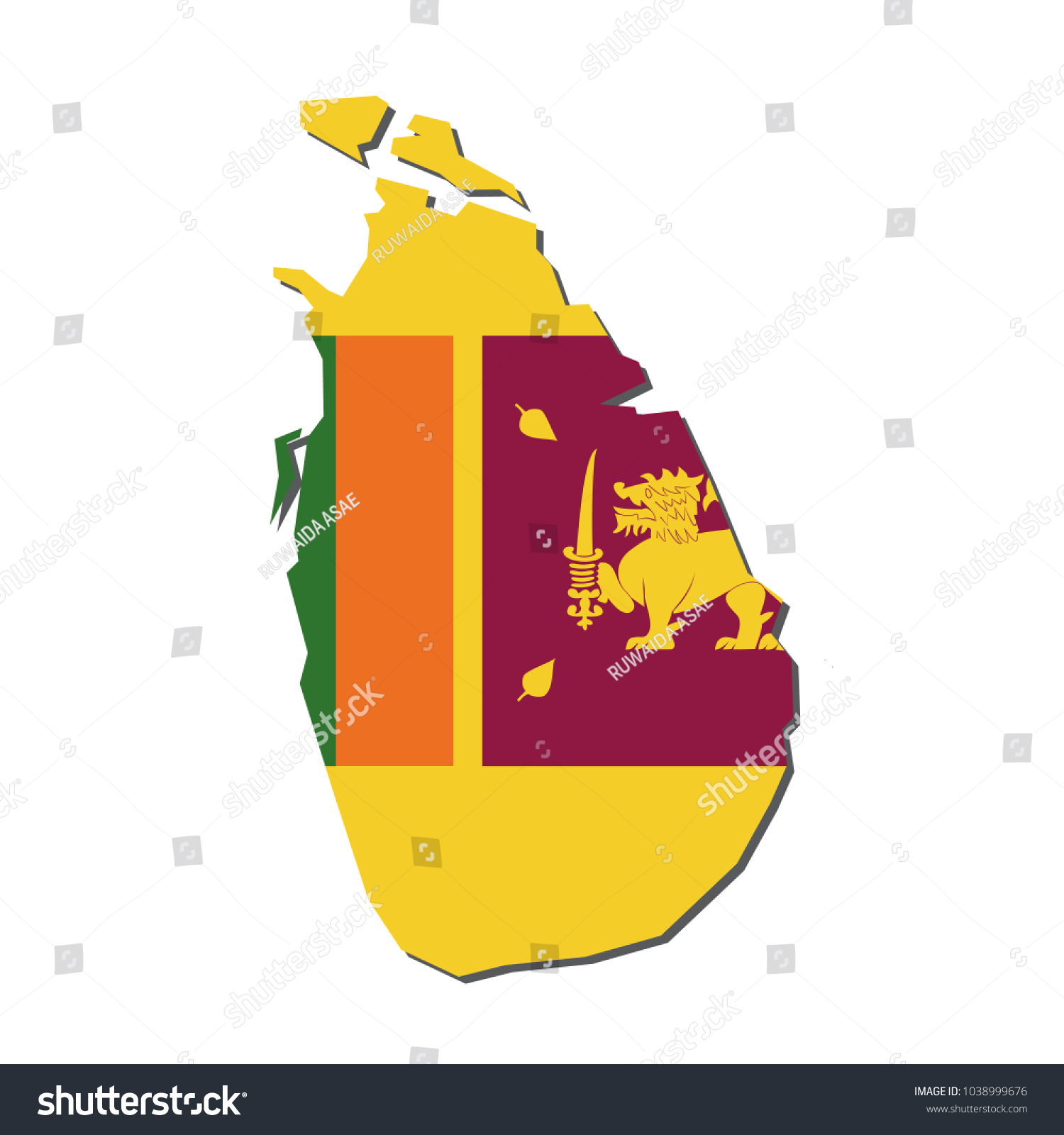 Sri Lanka Map Flag Stock Vector (Royalty Free) 1038999676 | Shutterstock