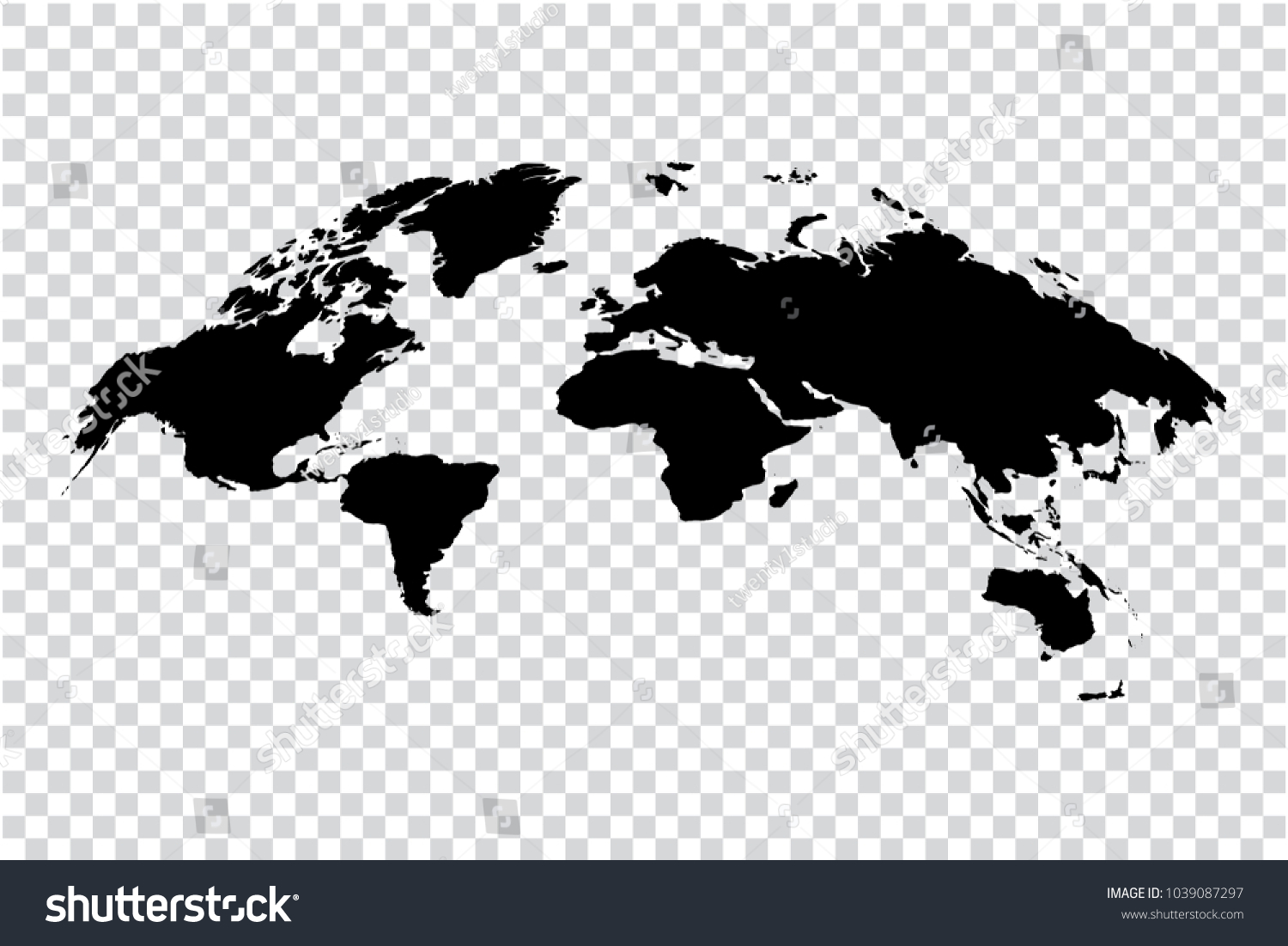 Black Map World On Transparent Background Stock Vector (Royalty Free ...