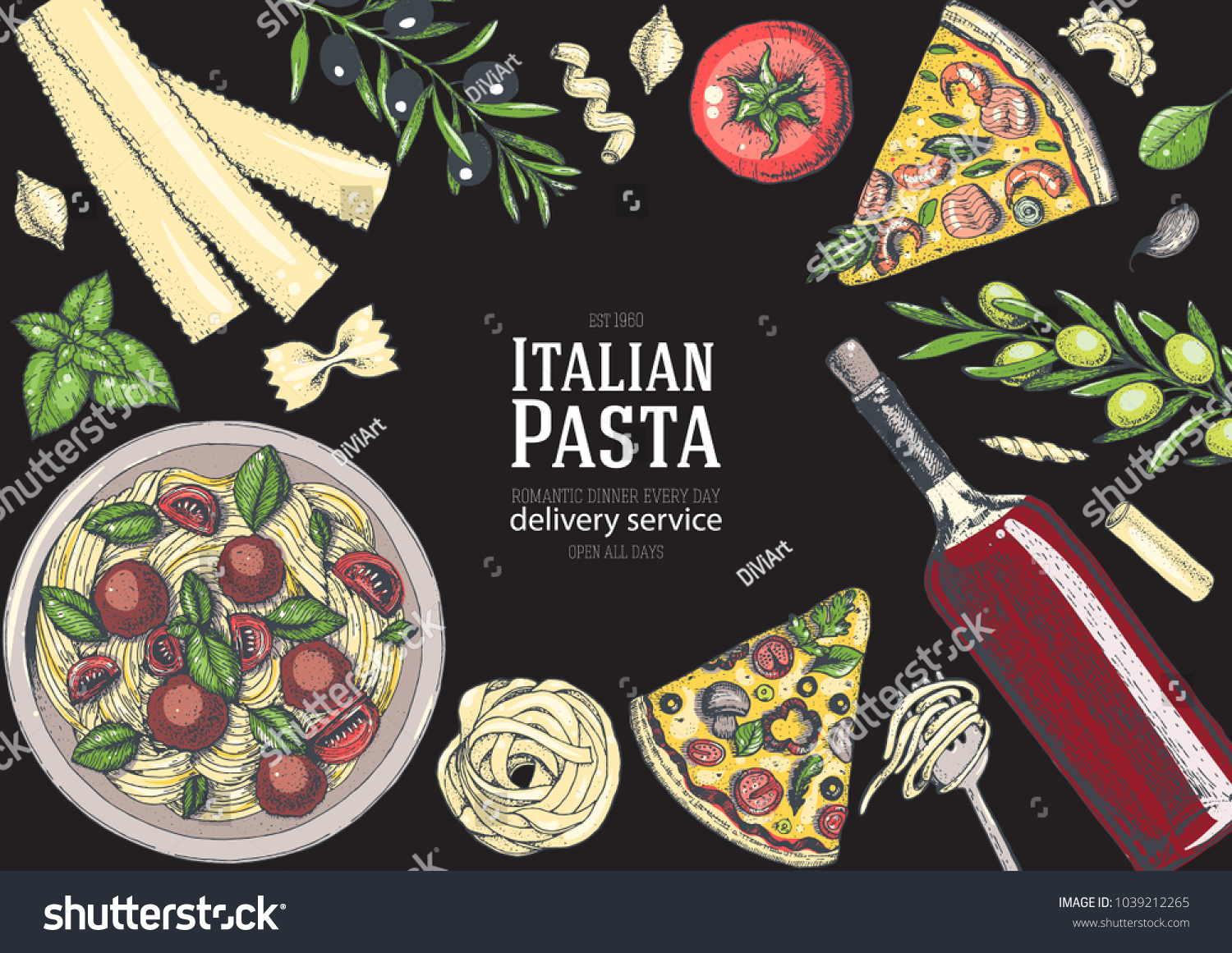 Italian Cuisine Top View Frame Set Stock Vector (Royalty Free ...