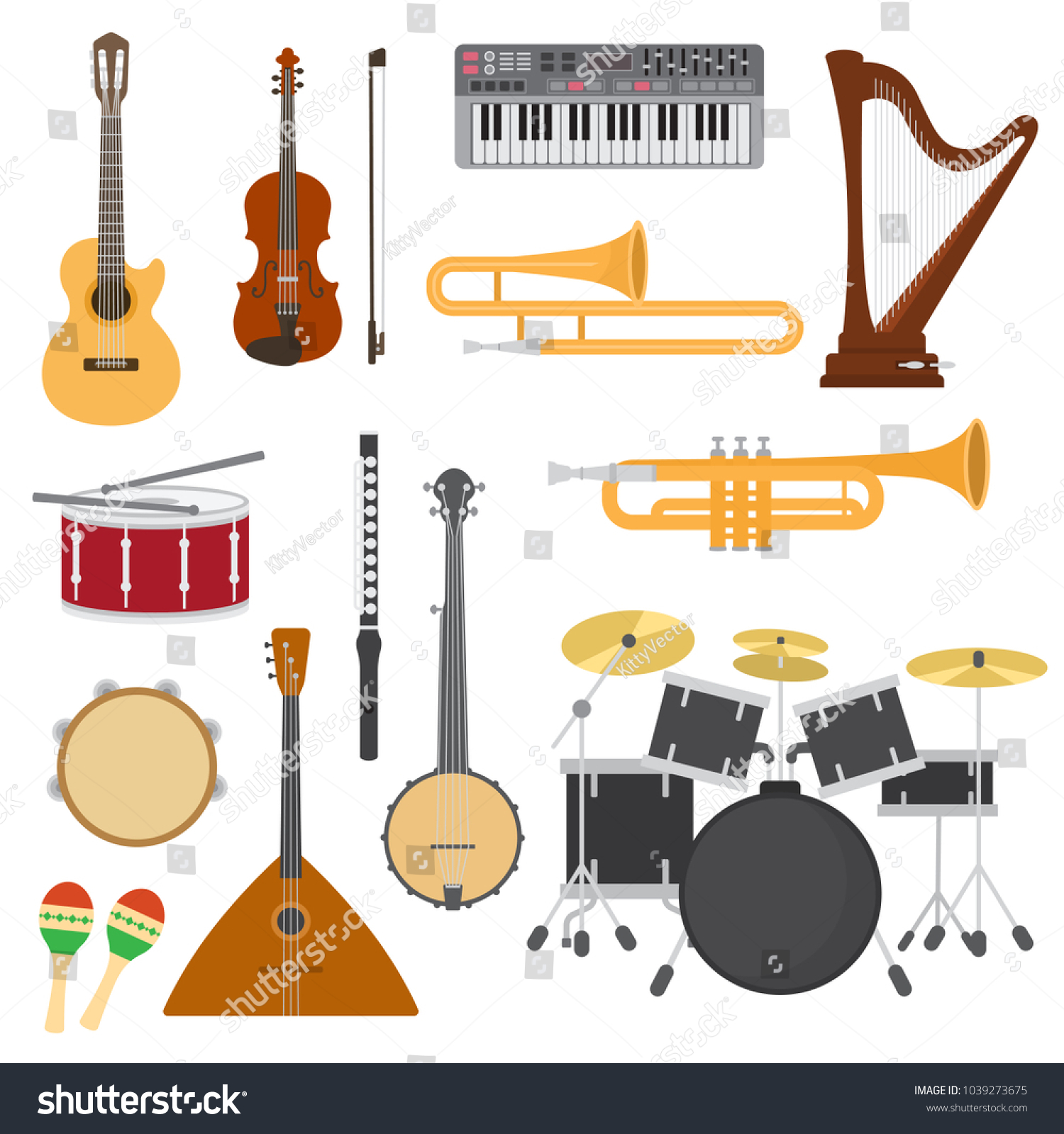 Musical Instruments Vector Music Concert Acoustic Stock Vector (Royalty ...