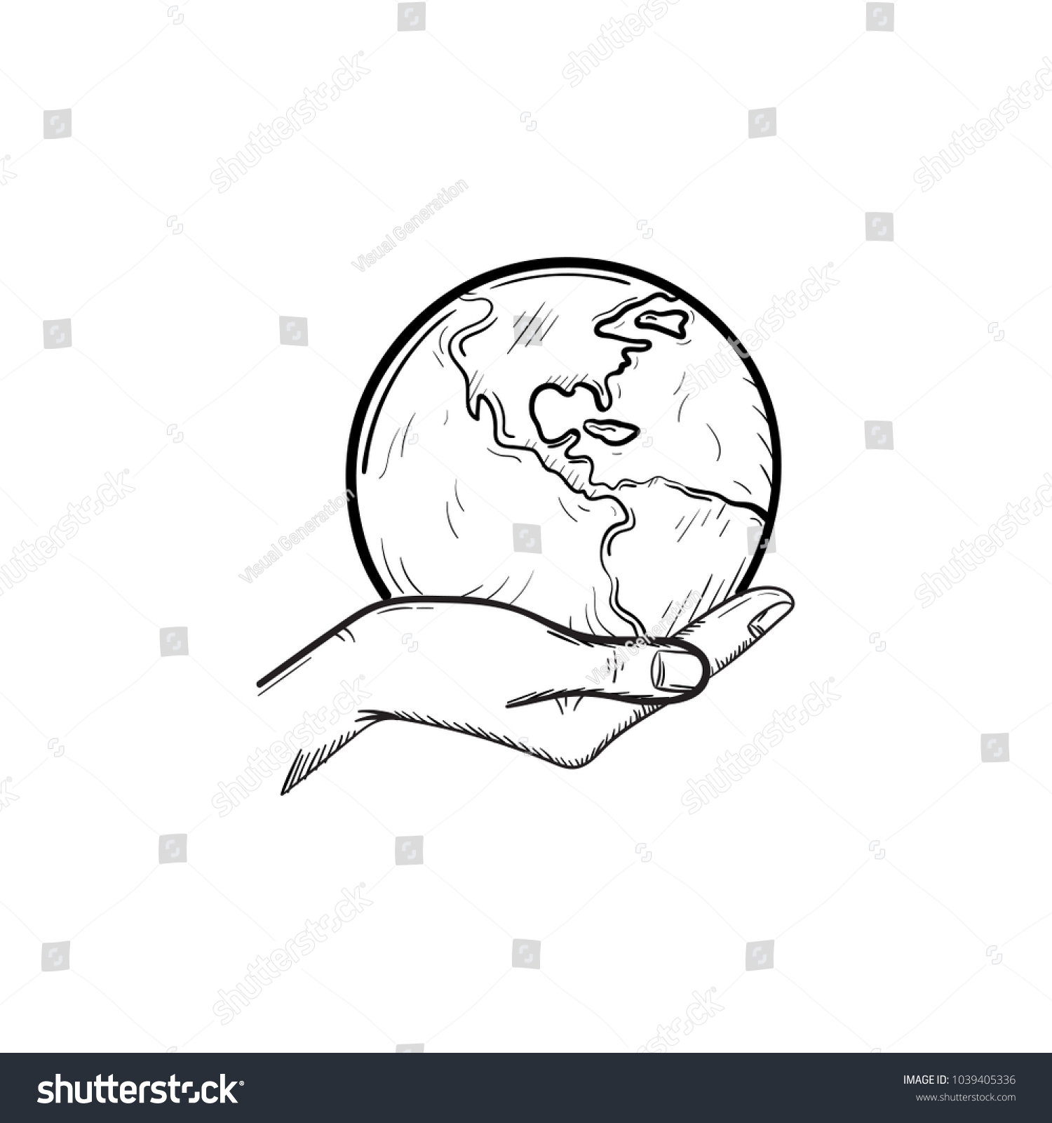 Руки держащие земной шар черно белый