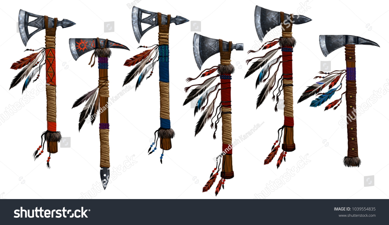 Tomahawk Set Collection Military Weapons Indians Foto Stock 1039554835