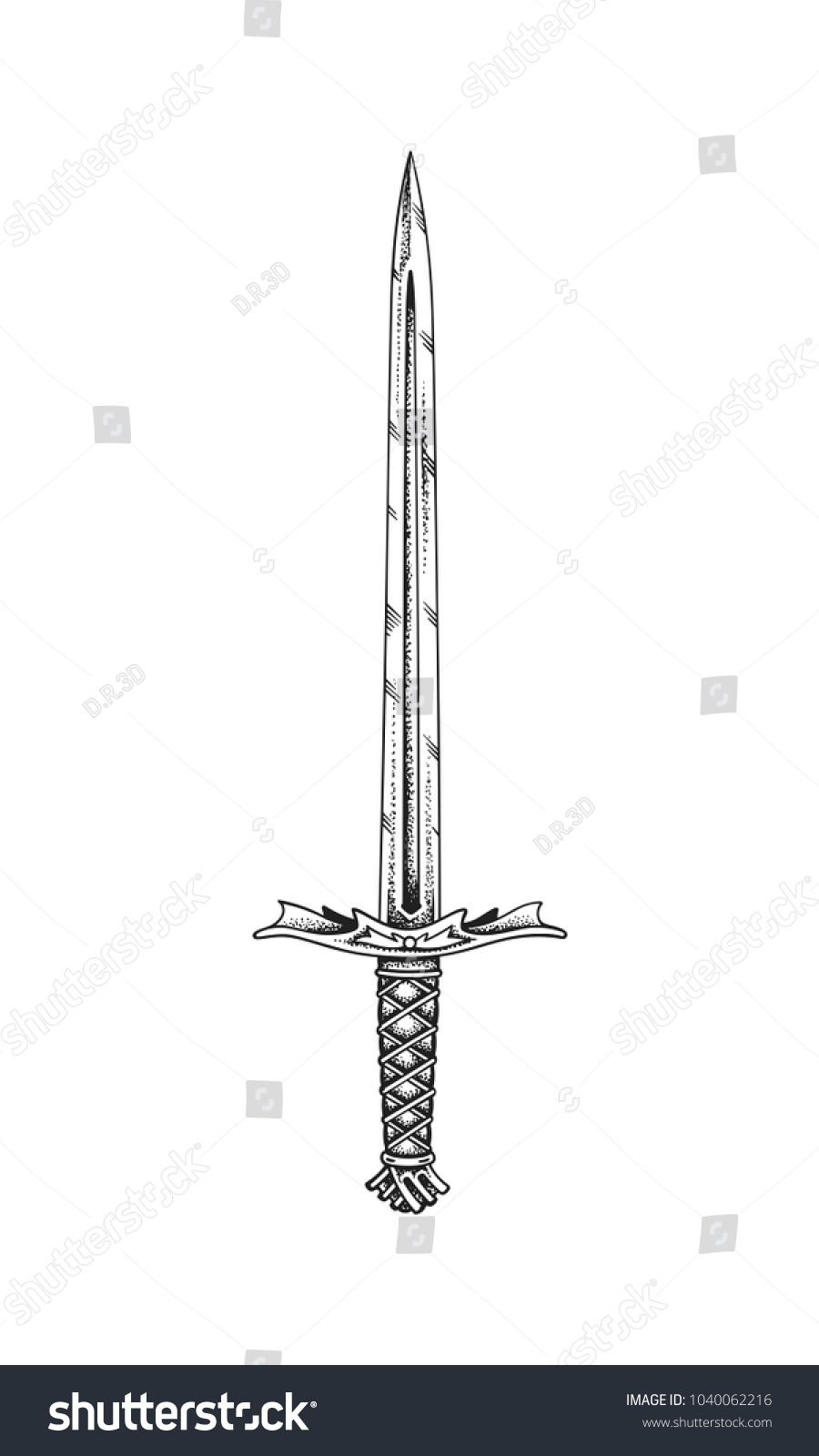 Medieval Sword Hand Drawn Vector Illustration Stock Vector (Royalty ...