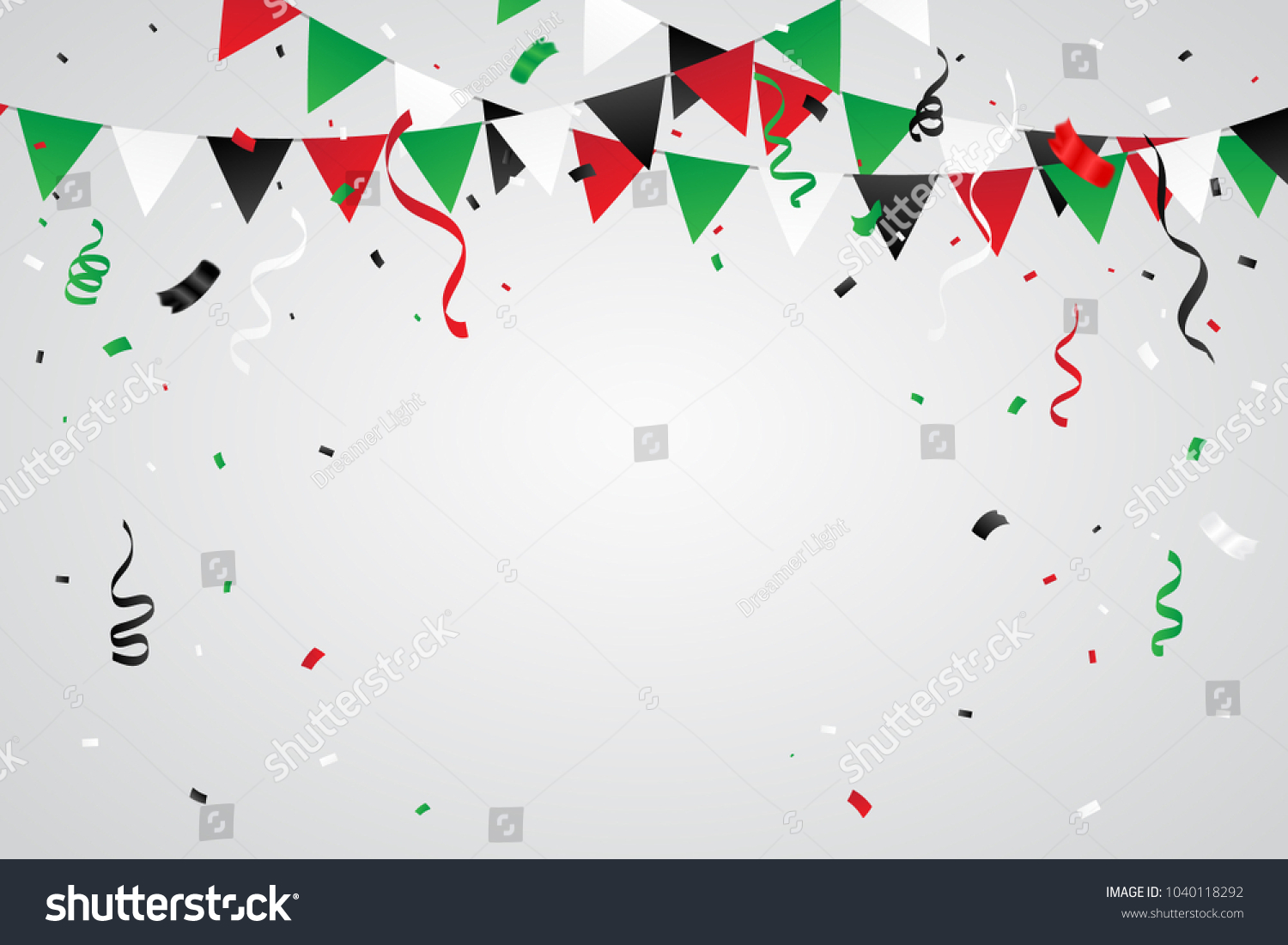 Green Red Black Confetti Ribbons Falling Stock Vector (Royalty Free ...