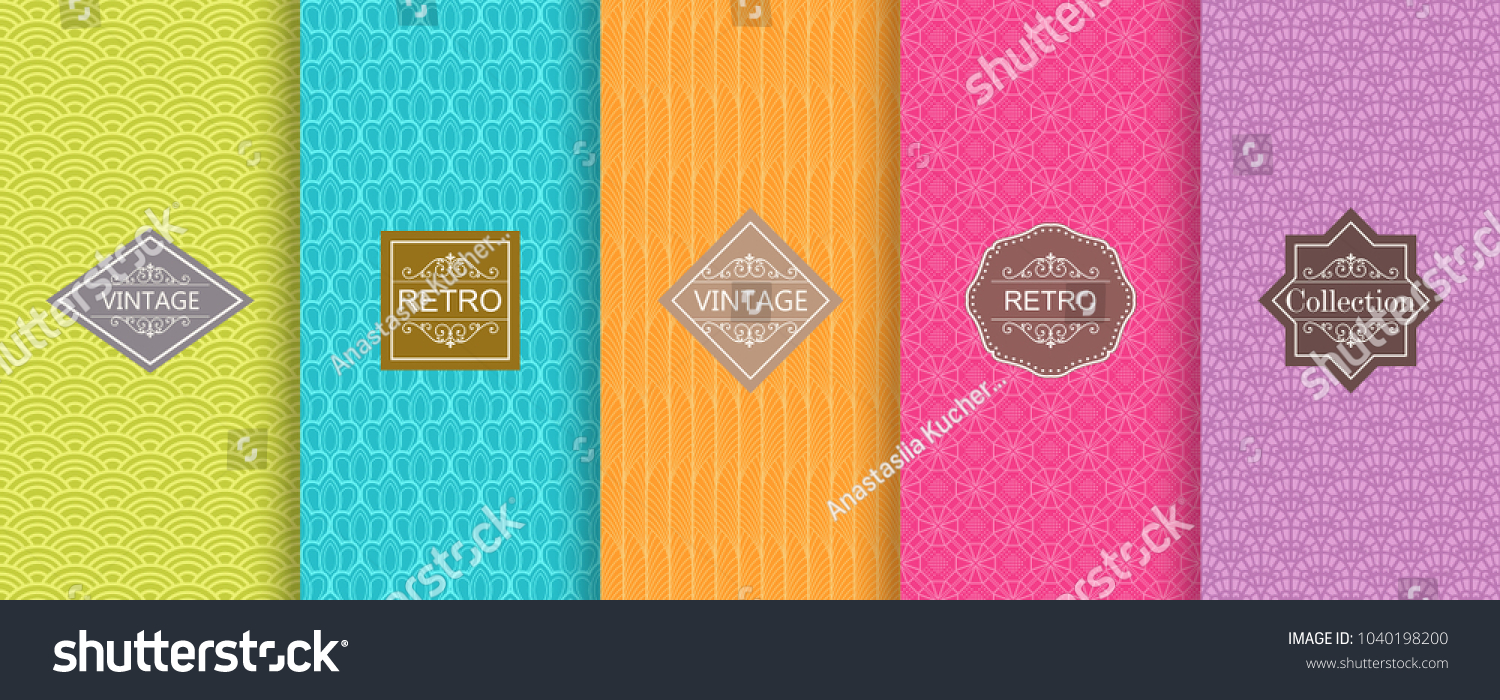 Set Cute Bright Seamless Patterns Vector Stock Vector (Royalty Free ...