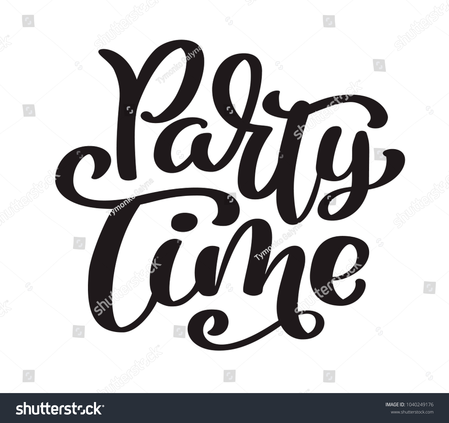 Hand Drawn Text Party Time Card Stock Vector (Royalty Free) 1040249176 ...