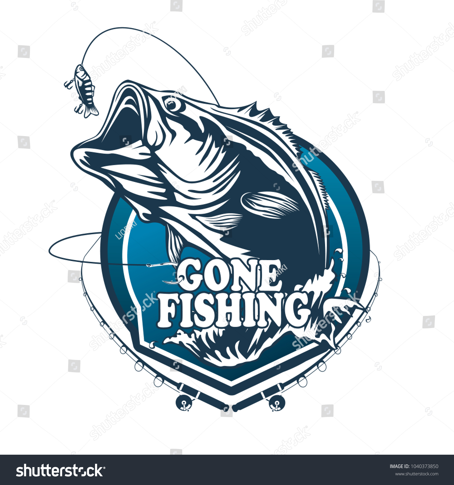 Fishing Bass Logo Bass Fish Rod Stock Vector (Royalty Free) 1040373850 ...