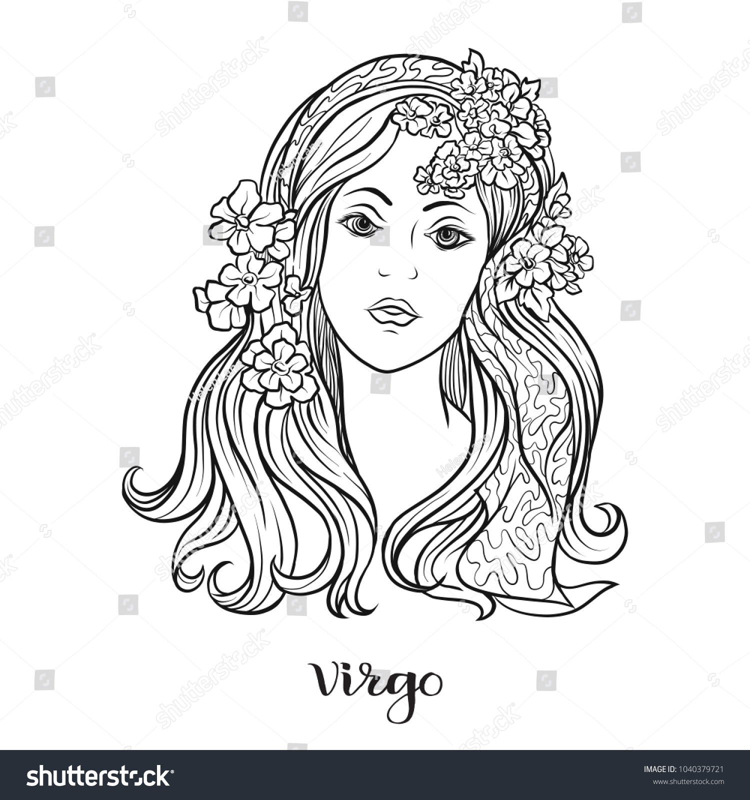 Virgo Women Zodiac Sign Astrological Horoscope Stock Vector (Royalty ...