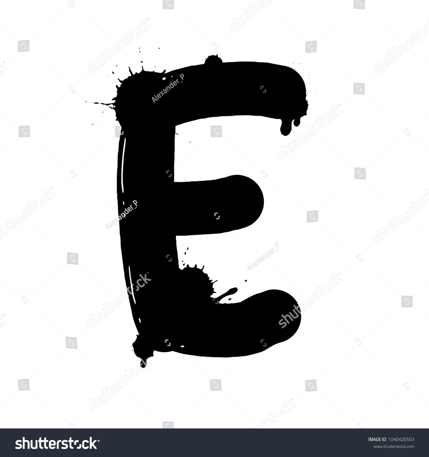 Blot Letter E Raster Illustration Font Stock Illustration 1040420503 ...