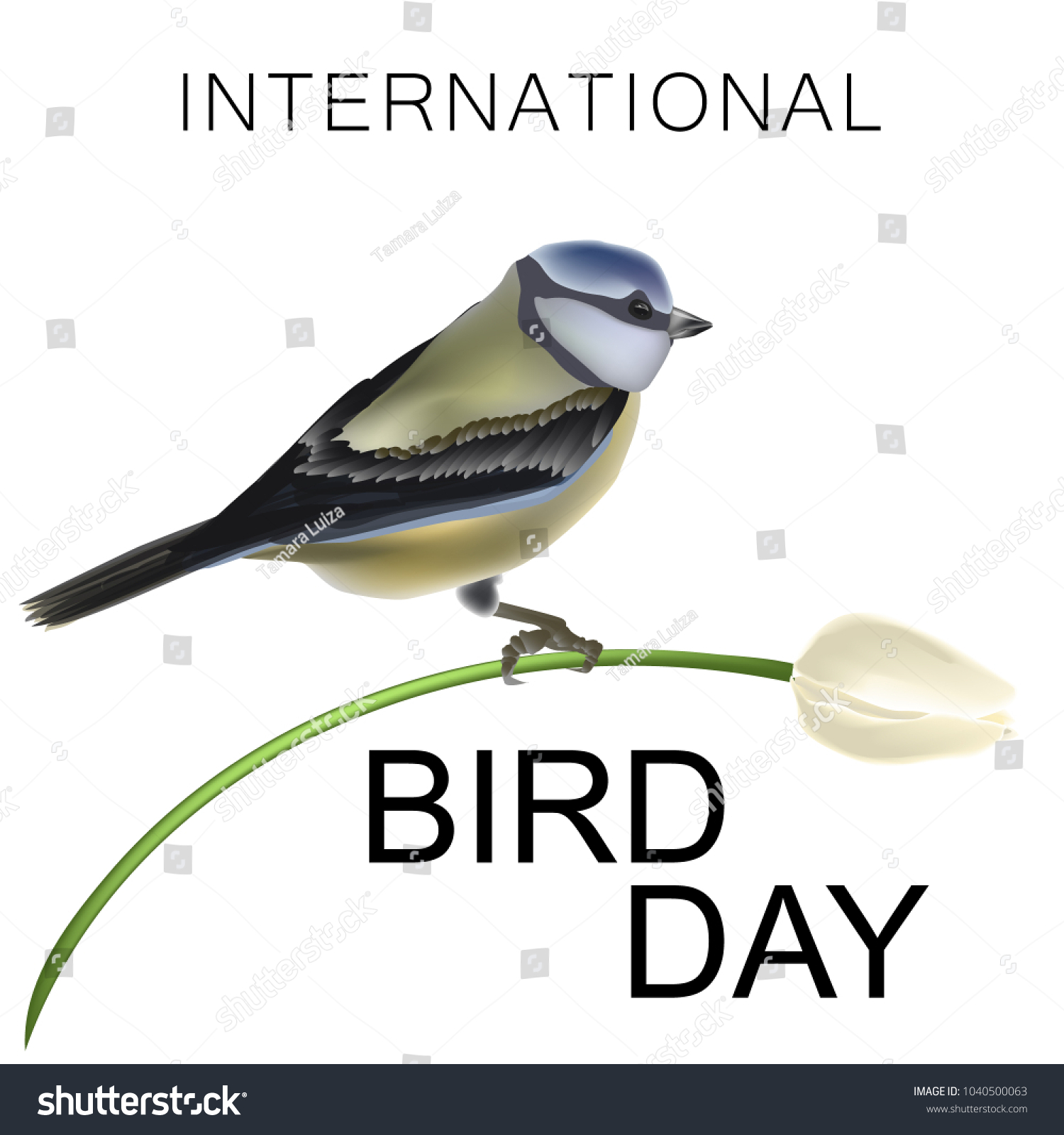 International Birds Day Greeting Card Realistic Stock Vector (Royalty