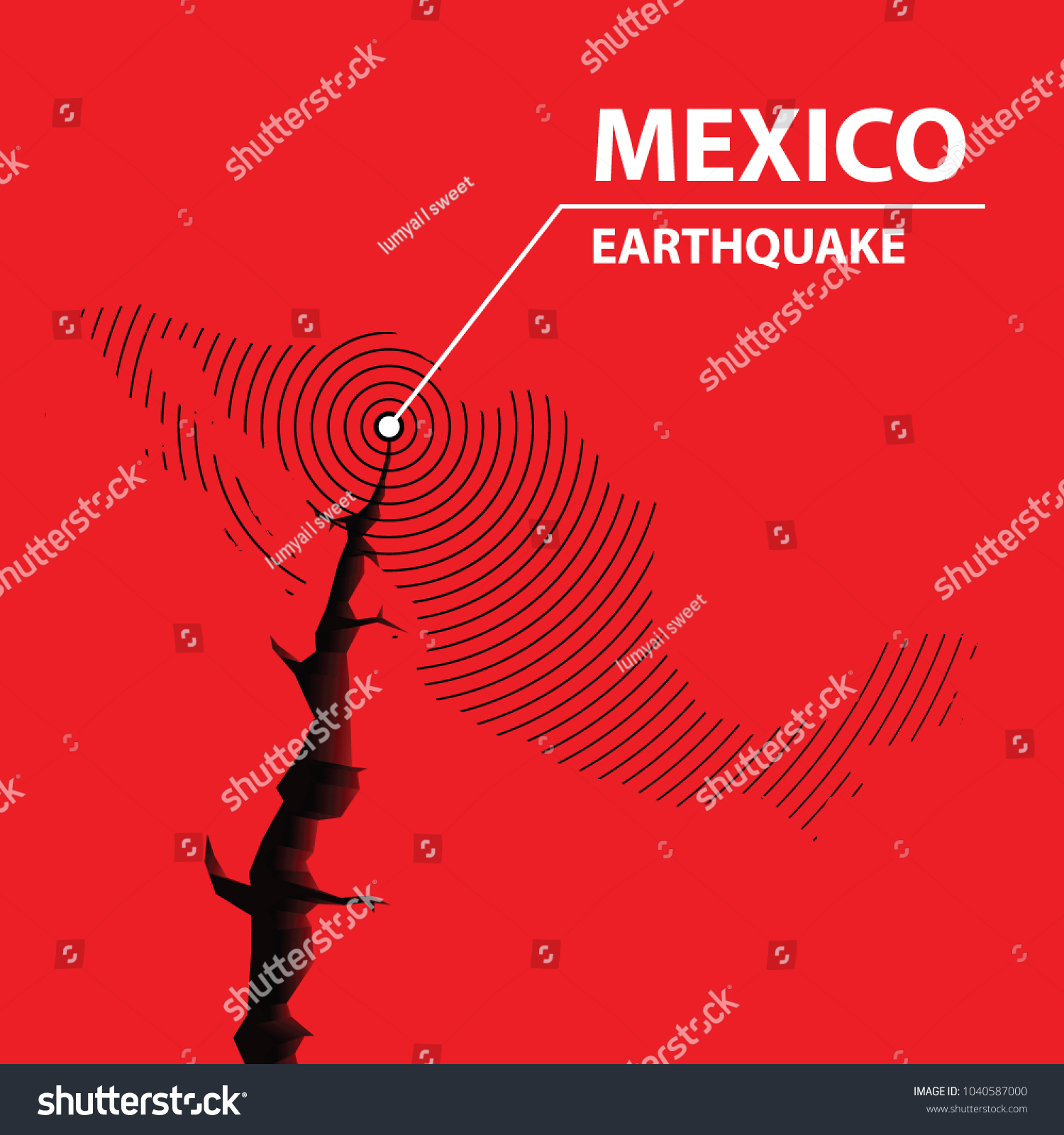 Mexico Earthquake Concept On Cracked Map Stock Vector (Royalty Free