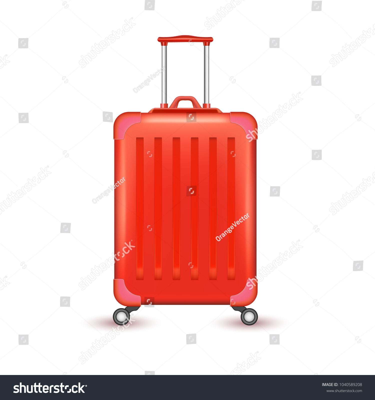 Realistic Blue Travelling Suitcase Bag Mockup Stock Vector (Royalty ...