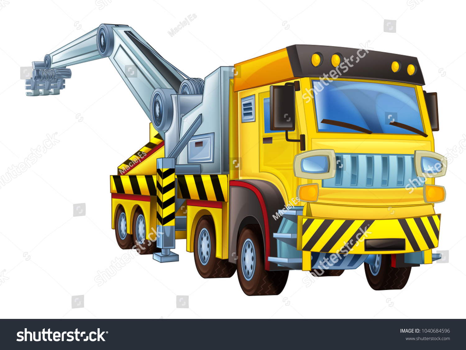 Cartoon Scene Tow Truck On White Stock Illustration 1040684596 ...