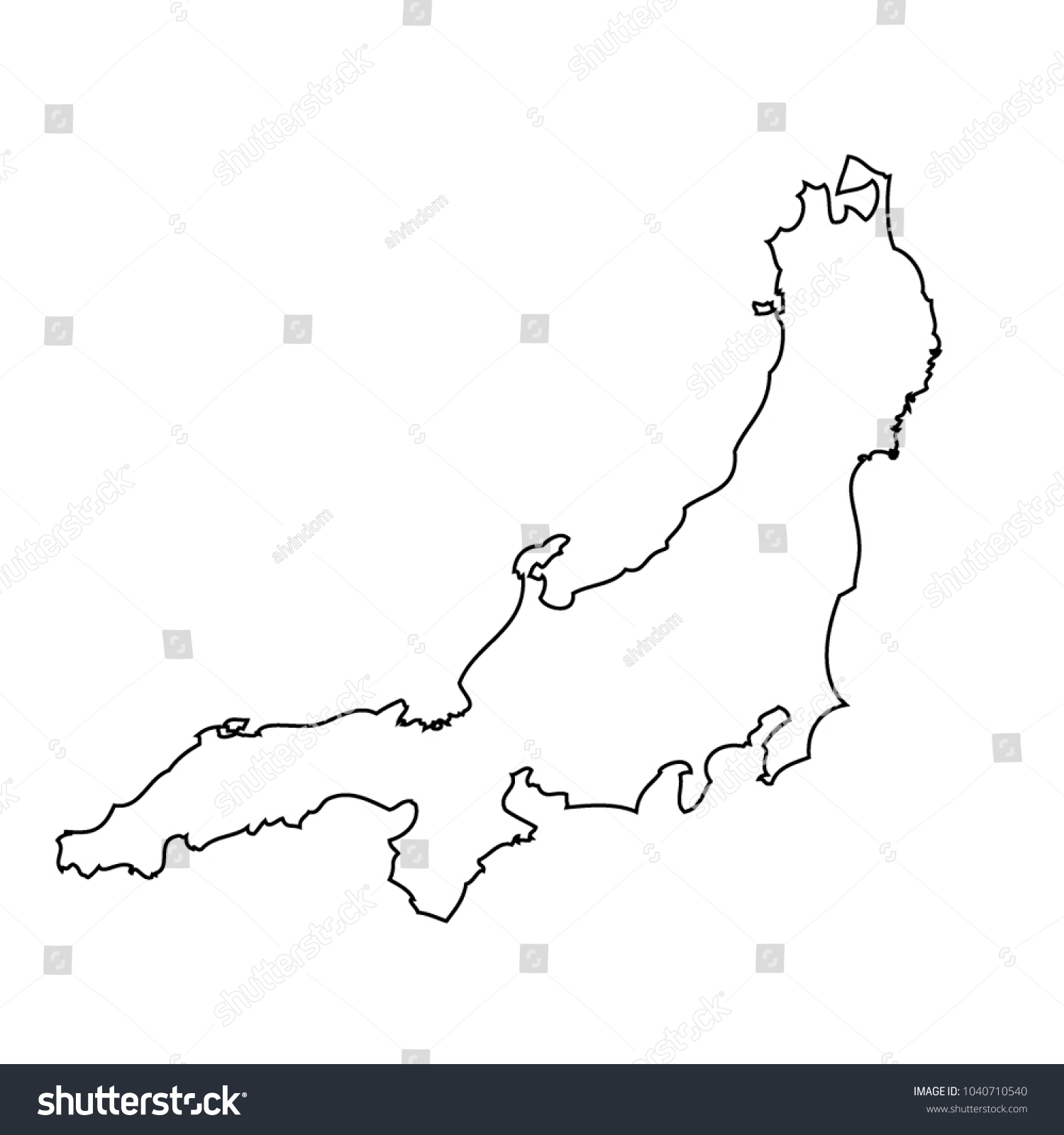 Map Black Outline Honshu Island Stock Vector Royalty Free 1040710540   Stock Vector Map Black Outline Honshu Island 1040710540 