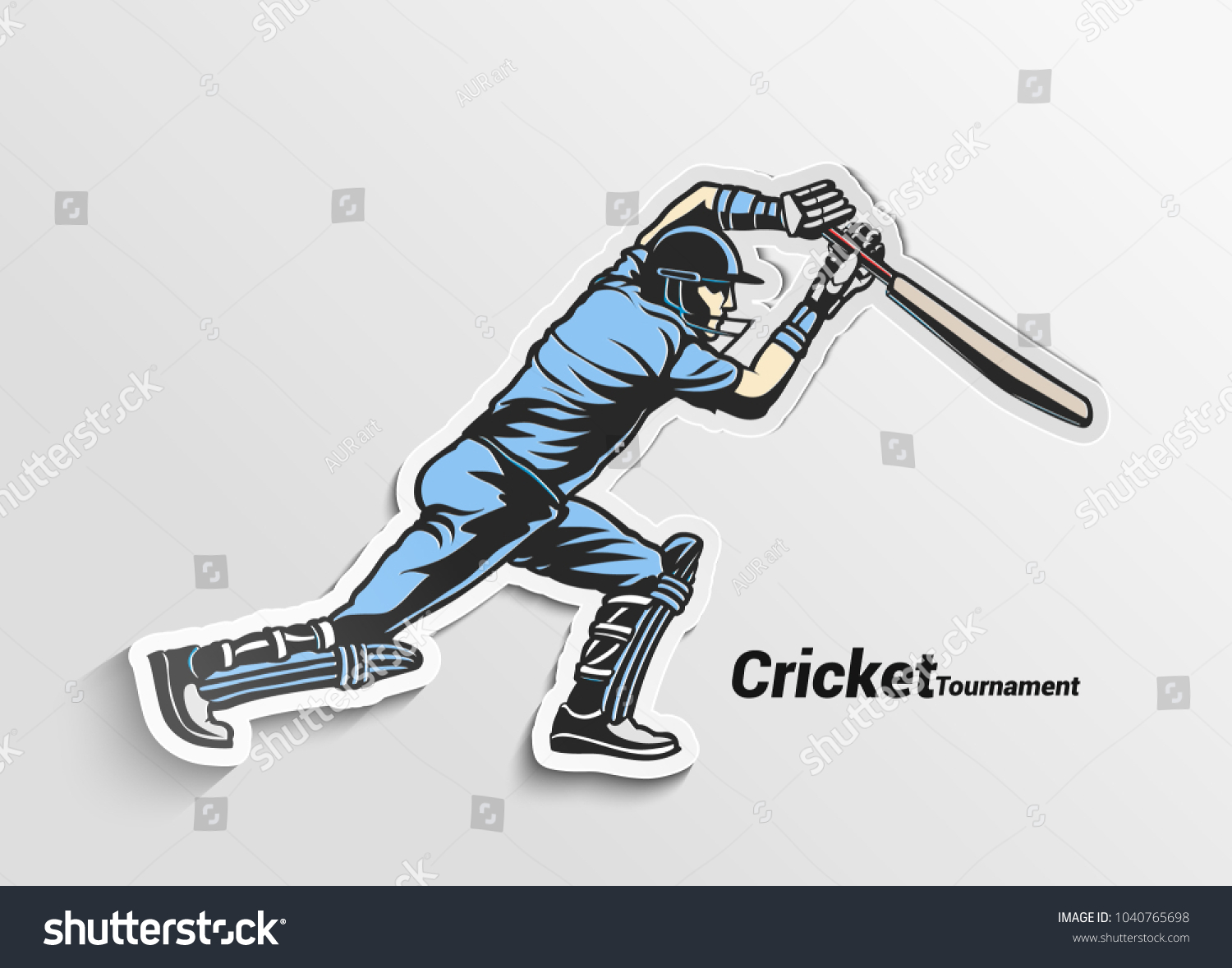 Hand Drawn Illustration Cricket Player Bat Stock Vector (Royalty Free ...