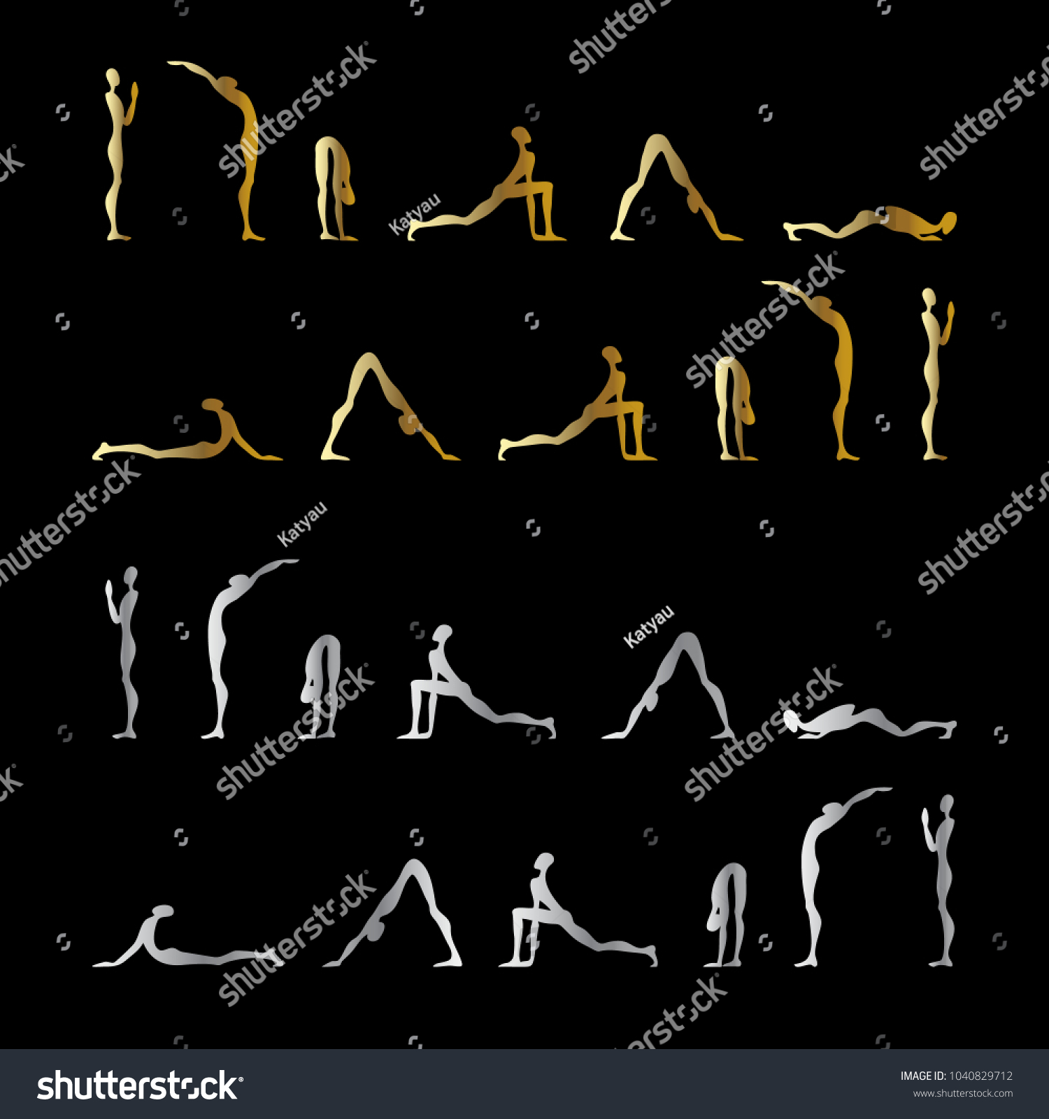 Set Yoga Poses Vector Silhouettes Stock Vector (Royalty Free ...