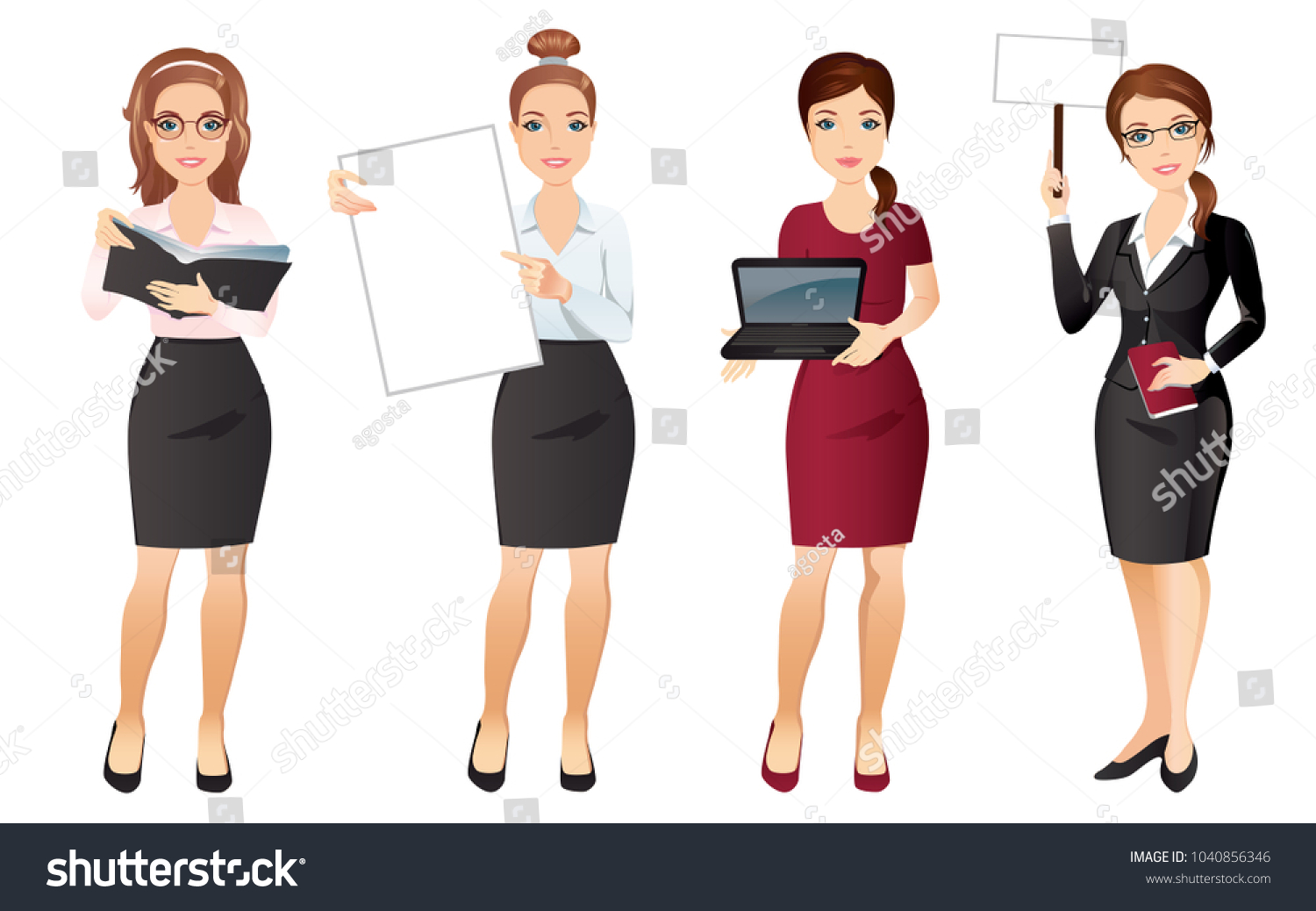 Business Woman Elegant Office Clothes Different Stock Vector (Royalty ...