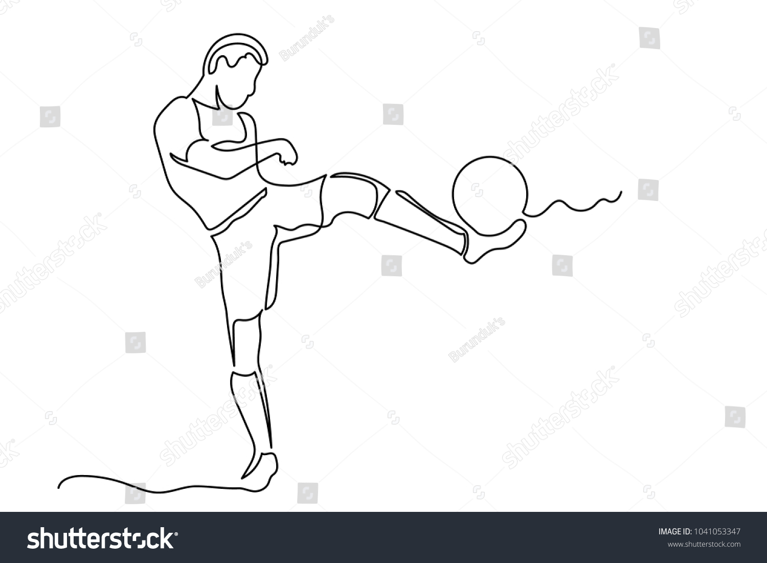 Male Soccer Player Shorts Kicks Ball Stock Vector (Royalty Free ...